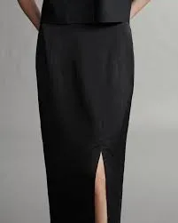 Ladylike skirt in coat viscose linen black