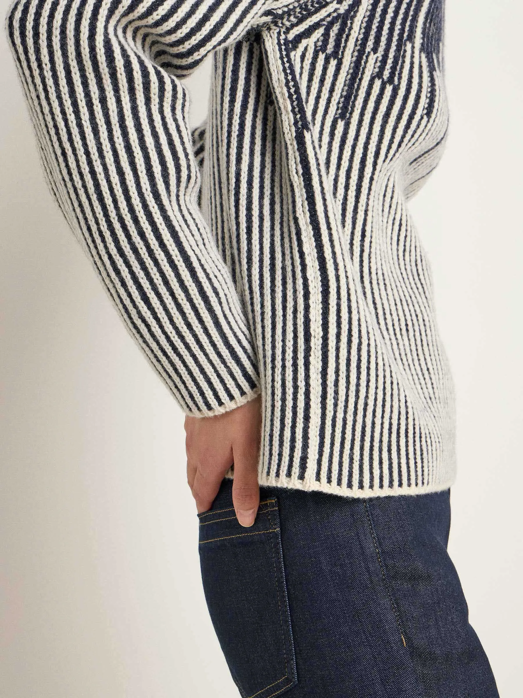 LAST ONE in 38 - Textured Wool Jumper - Off-white / Midnight Melange