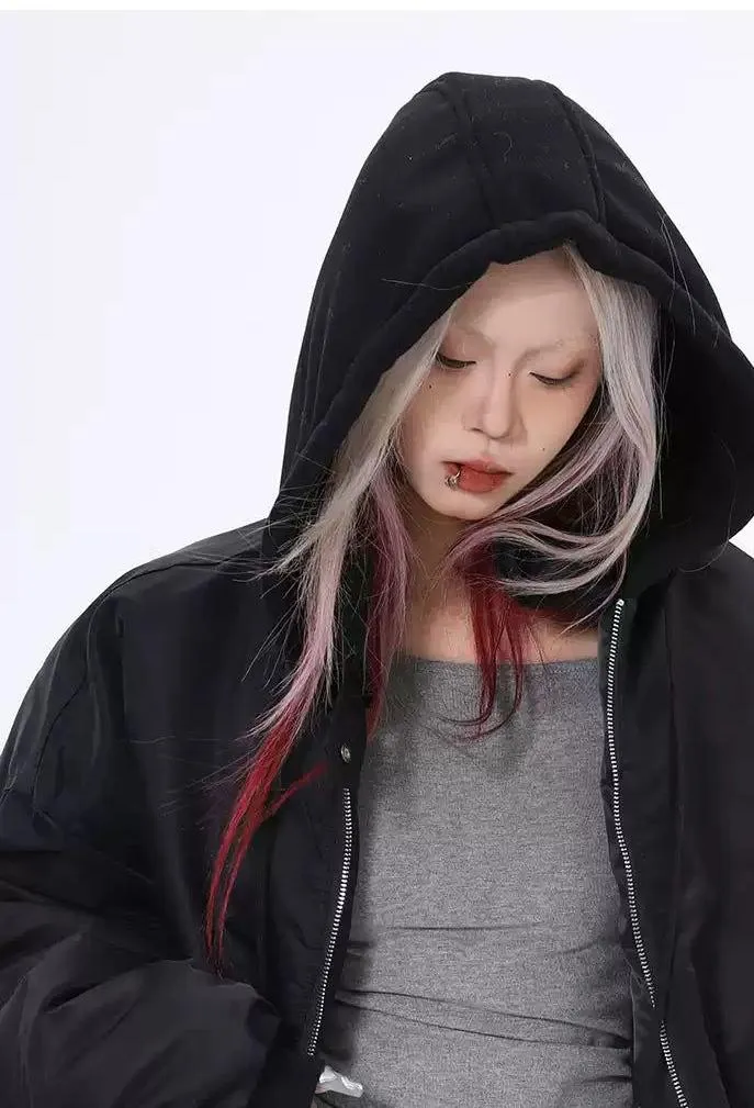 Lazy Cinched Sleeve Oversized Bomber Jacket