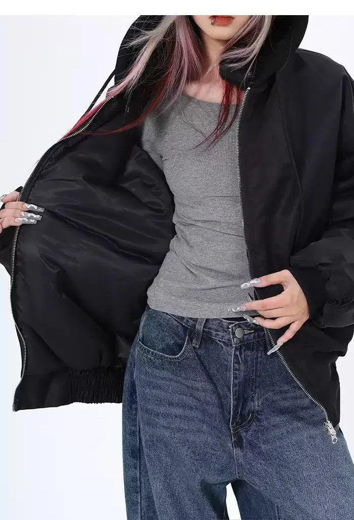 Lazy Cinched Sleeve Oversized Bomber Jacket