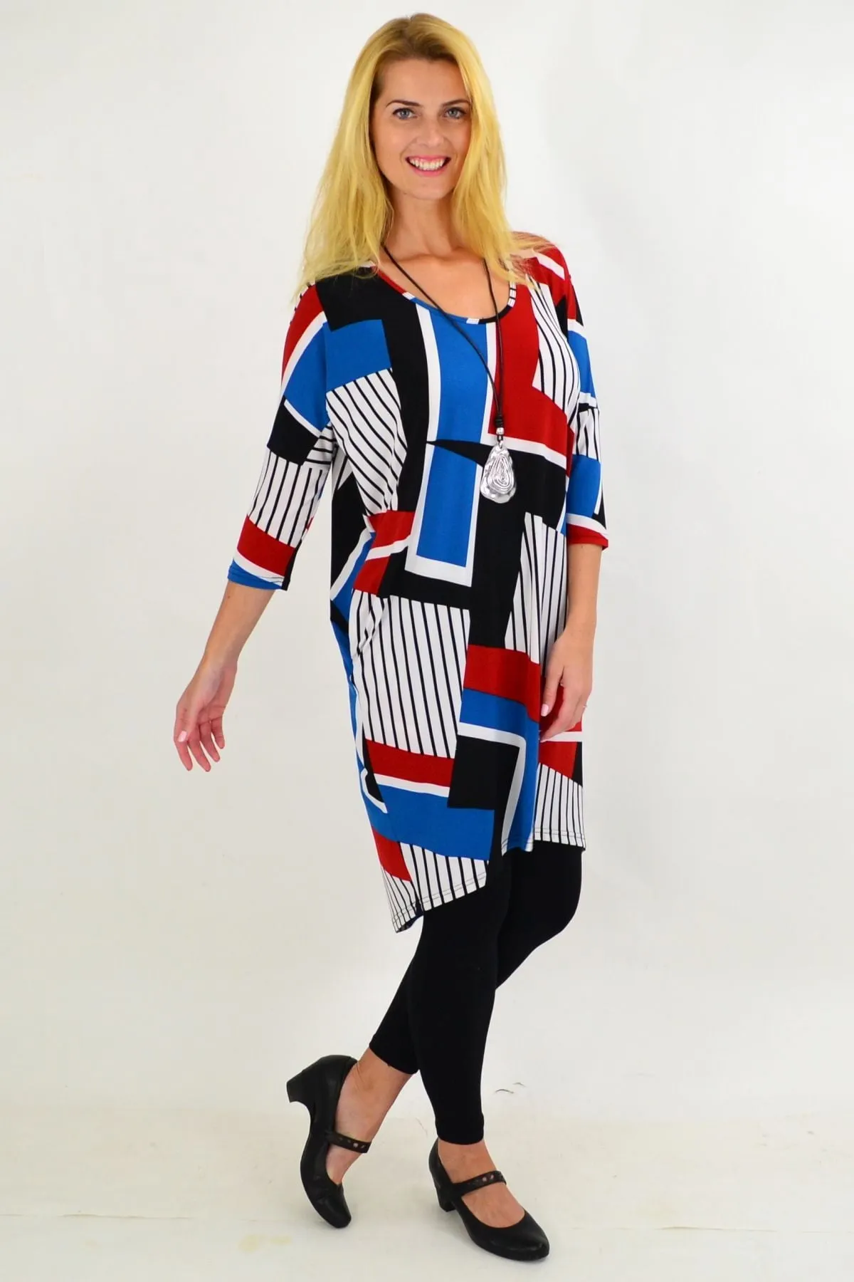 Lines & Stripes Hi Low Tunic Dress