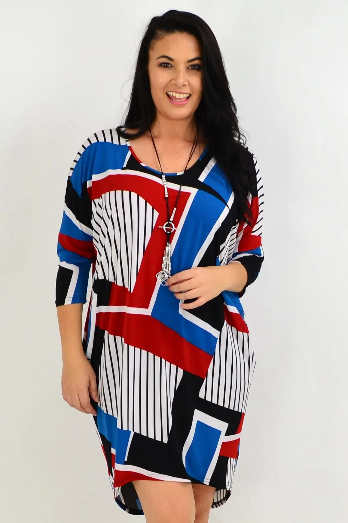 Lines & Stripes Hi Low Tunic Dress