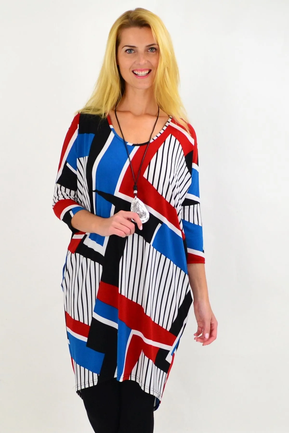 Lines & Stripes Hi Low Tunic Dress
