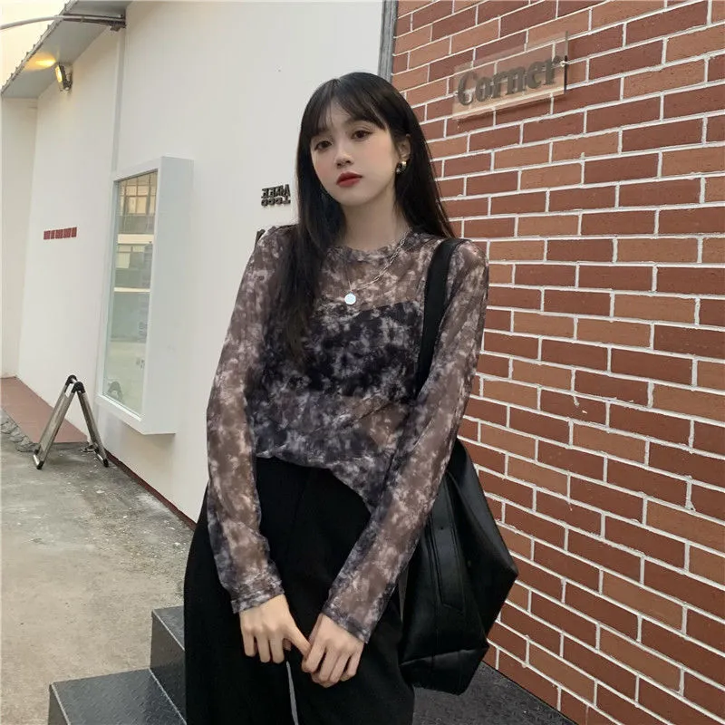 Long Sleeved Light Layer Mesh Top