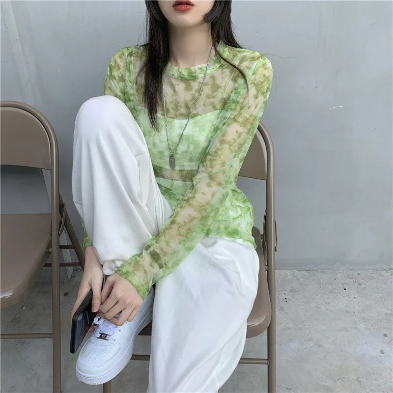 Long Sleeved Light Layer Mesh Top