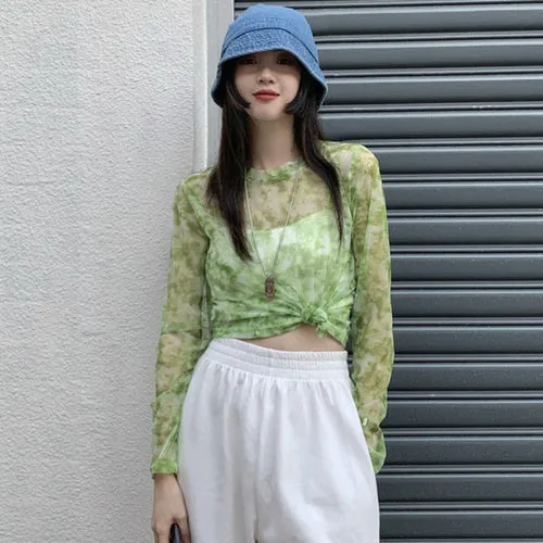 Long Sleeved Light Layer Mesh Top
