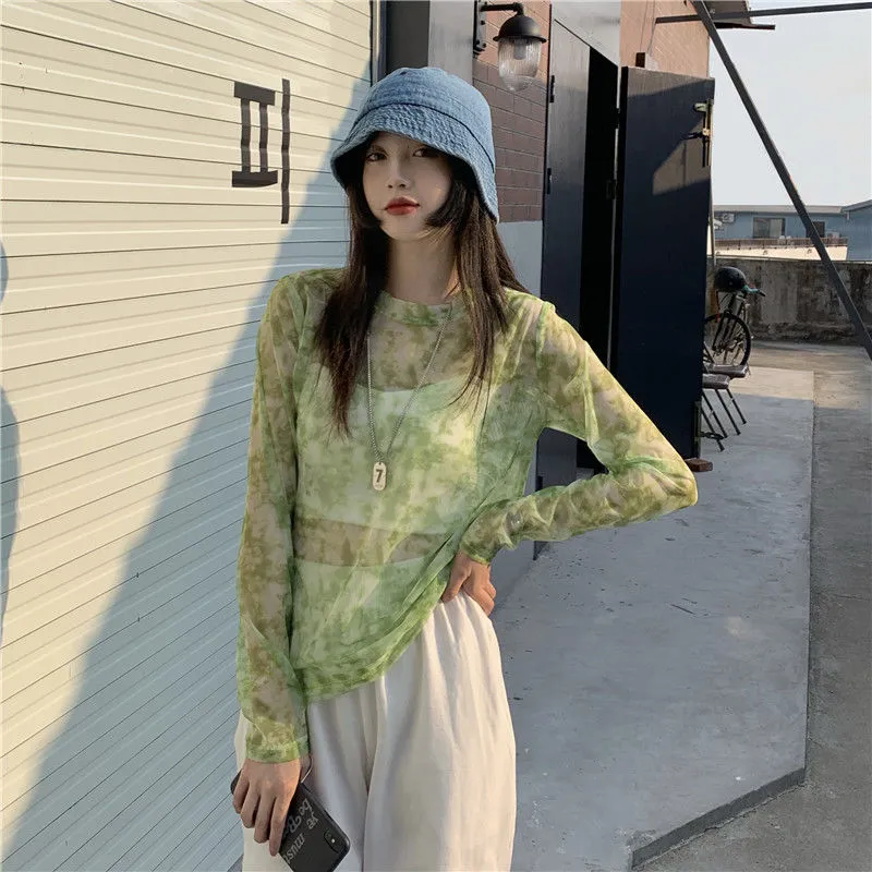 Long Sleeved Light Layer Mesh Top