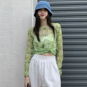 Long Sleeved Light Layer Mesh Top