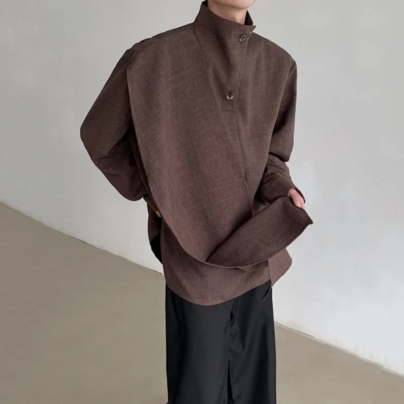 Loose Half Turtleneck Casual Shirt with Irregular Shawl