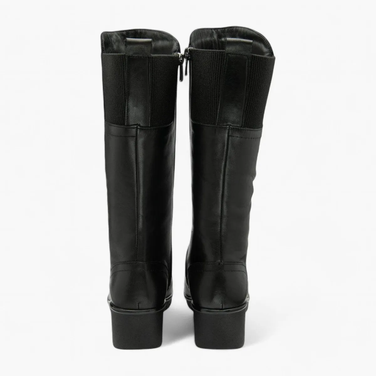 Lotus Fitzgerald Black Leather Mid-Calf Boots for Women