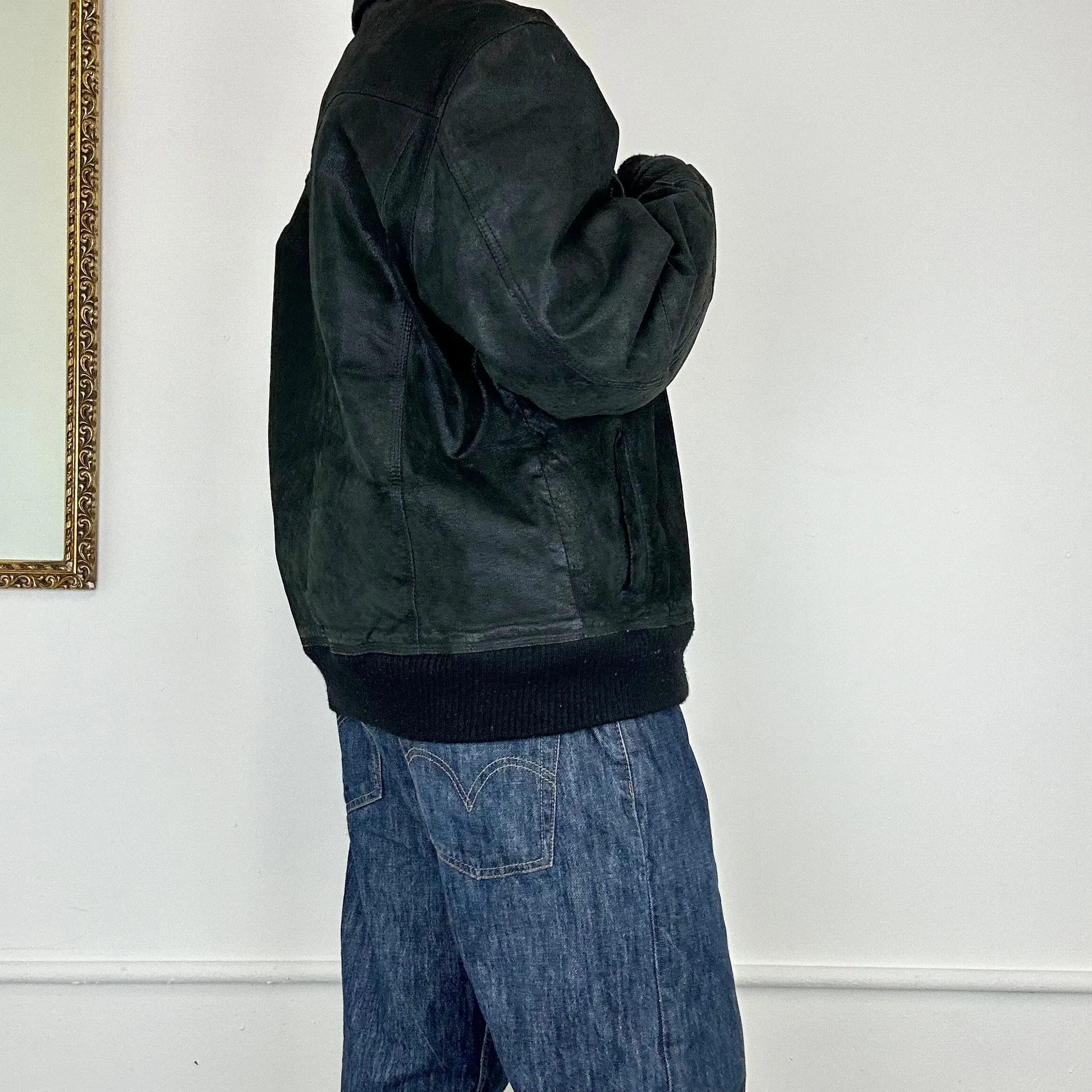 matte leather bomber jacket