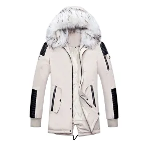 Men's Warm Jacket With Fur Collar Cotton Padded Jacket