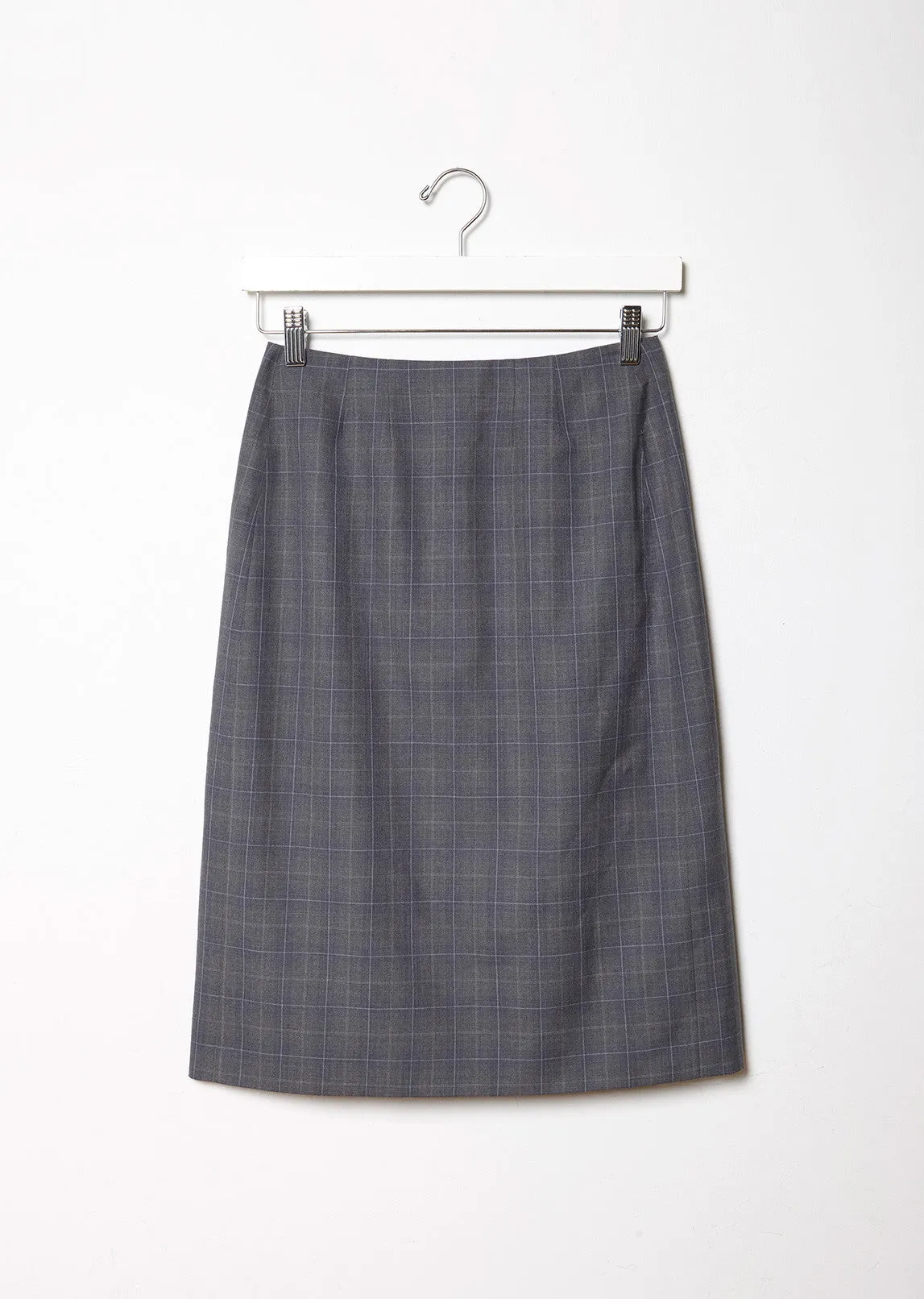 Merino Check Pencil Skirt