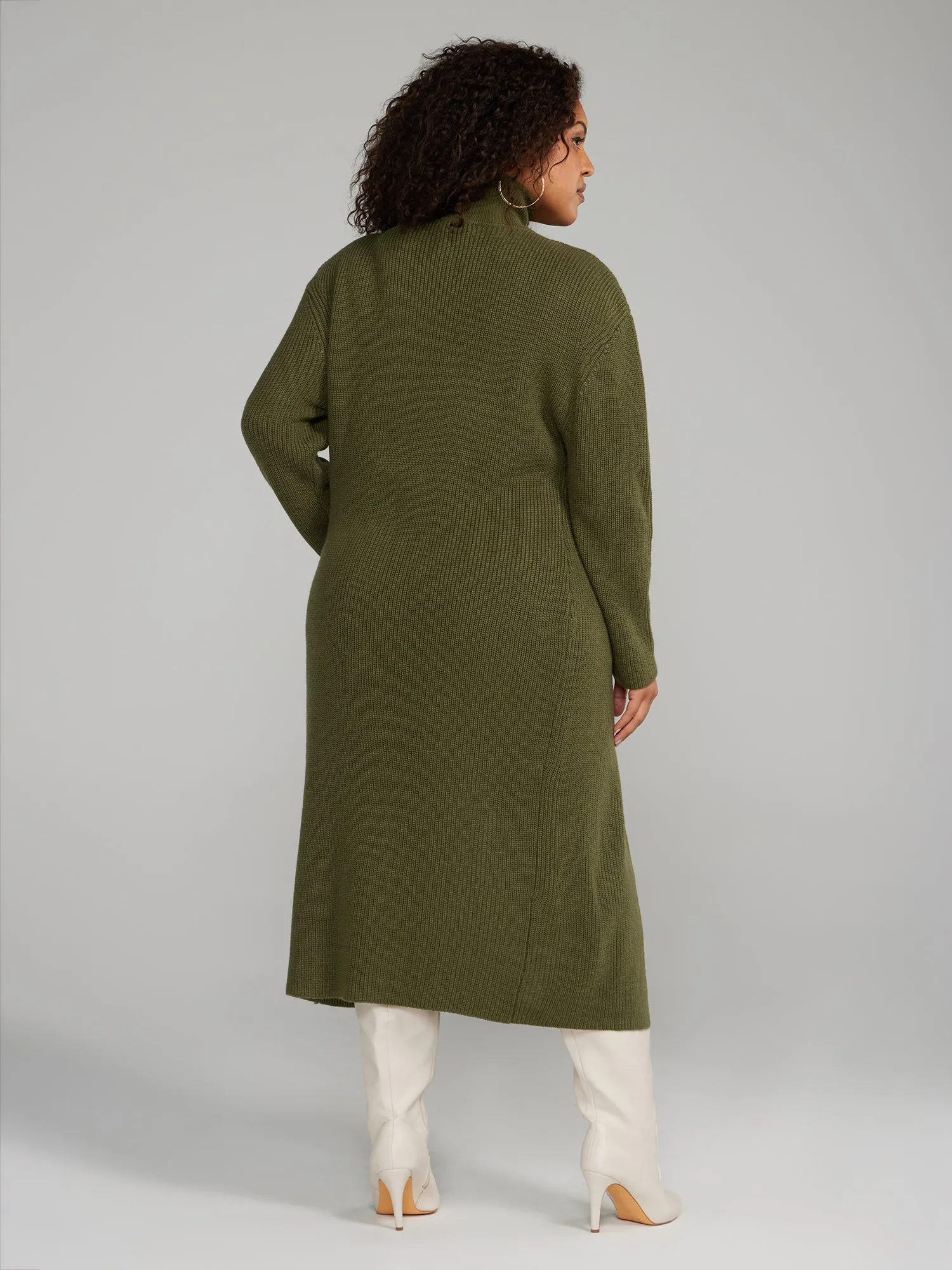 Mockneck Split Front Cardigan
