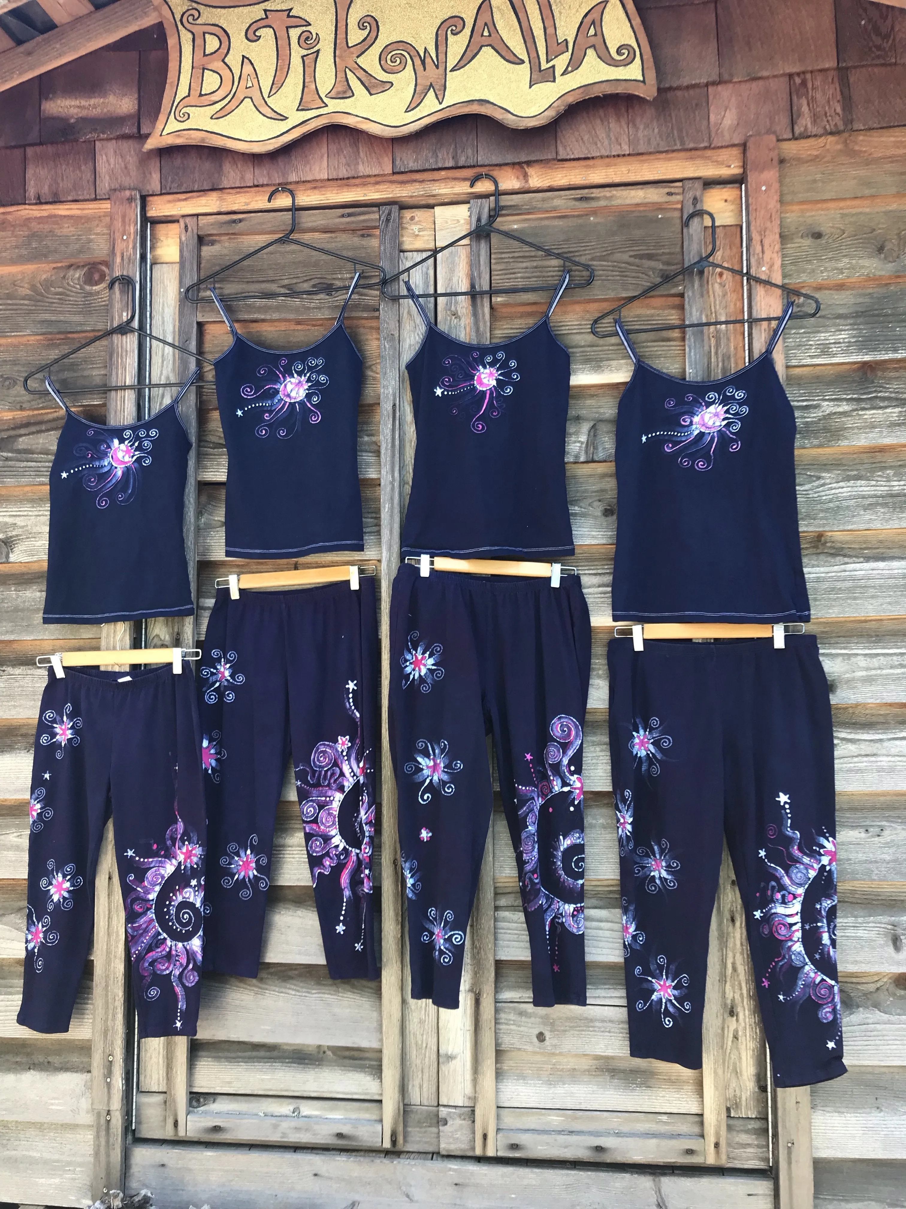 Navy Blue and Hot Pink Galaxy Batik Tank Top
