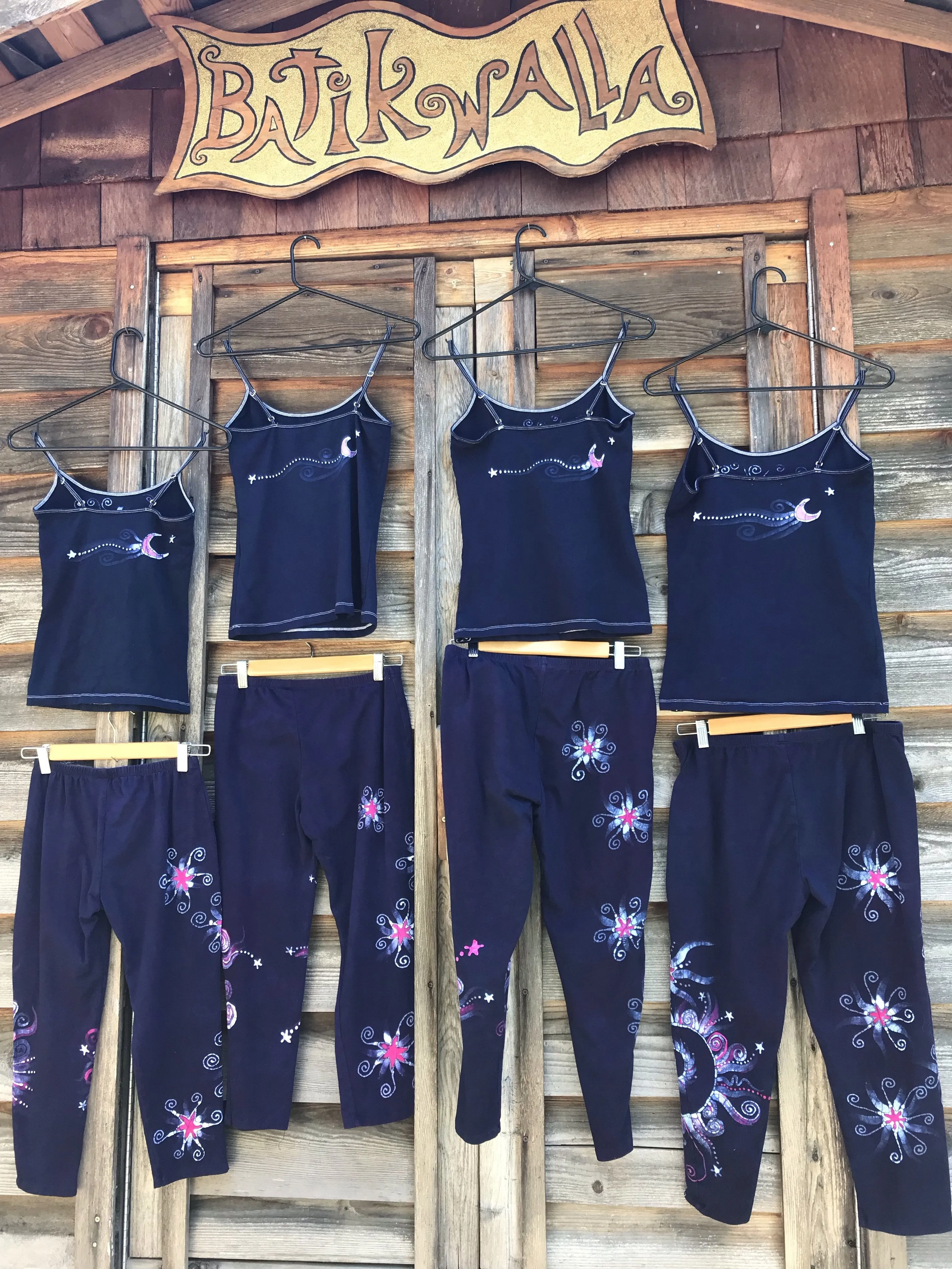 Navy Blue and Hot Pink Galaxy Batik Tank Top