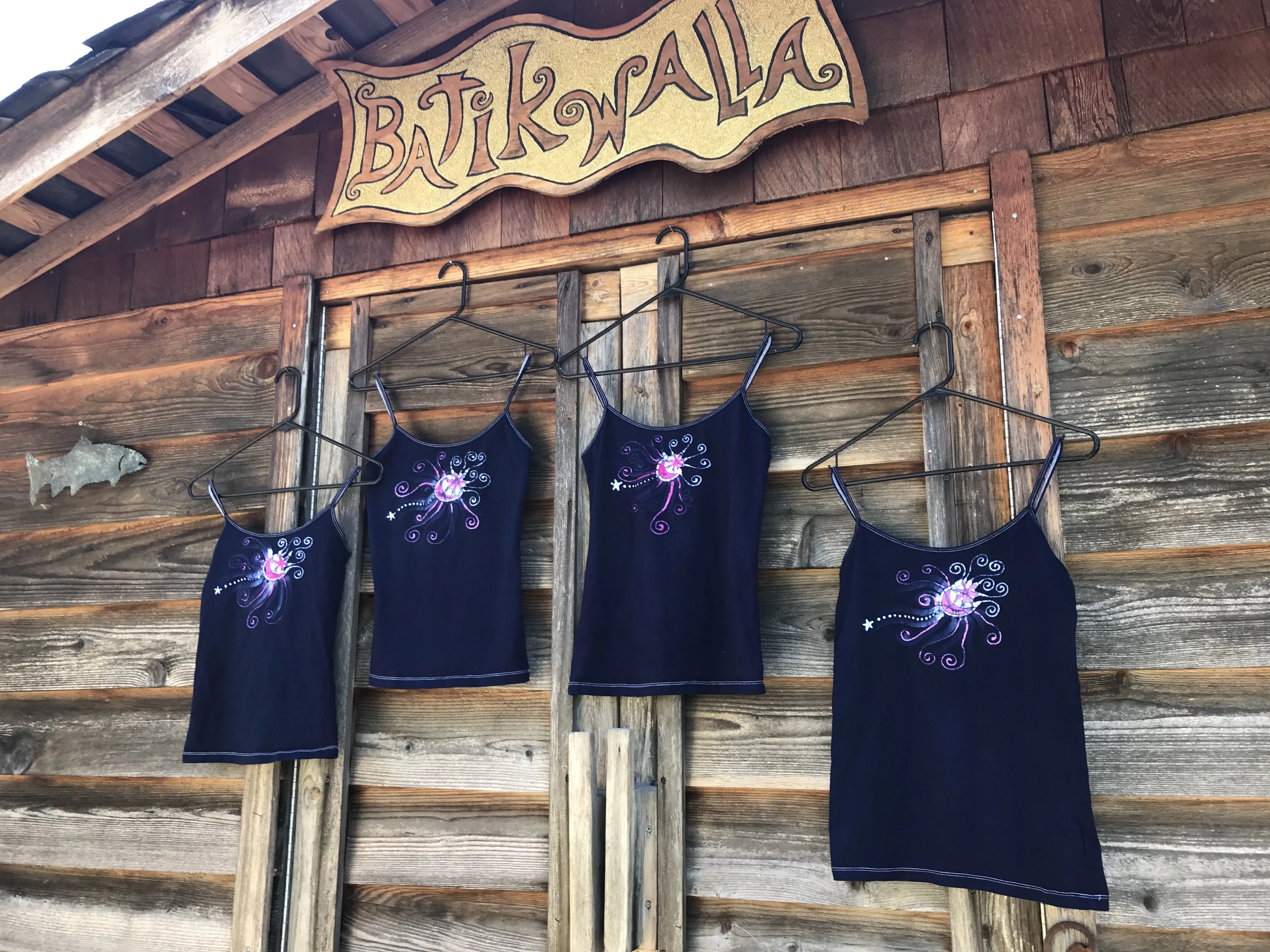 Navy Blue and Hot Pink Galaxy Batik Tank Top