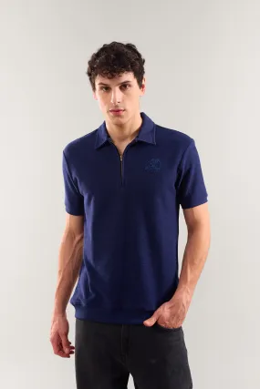 Navy Textured Polo
