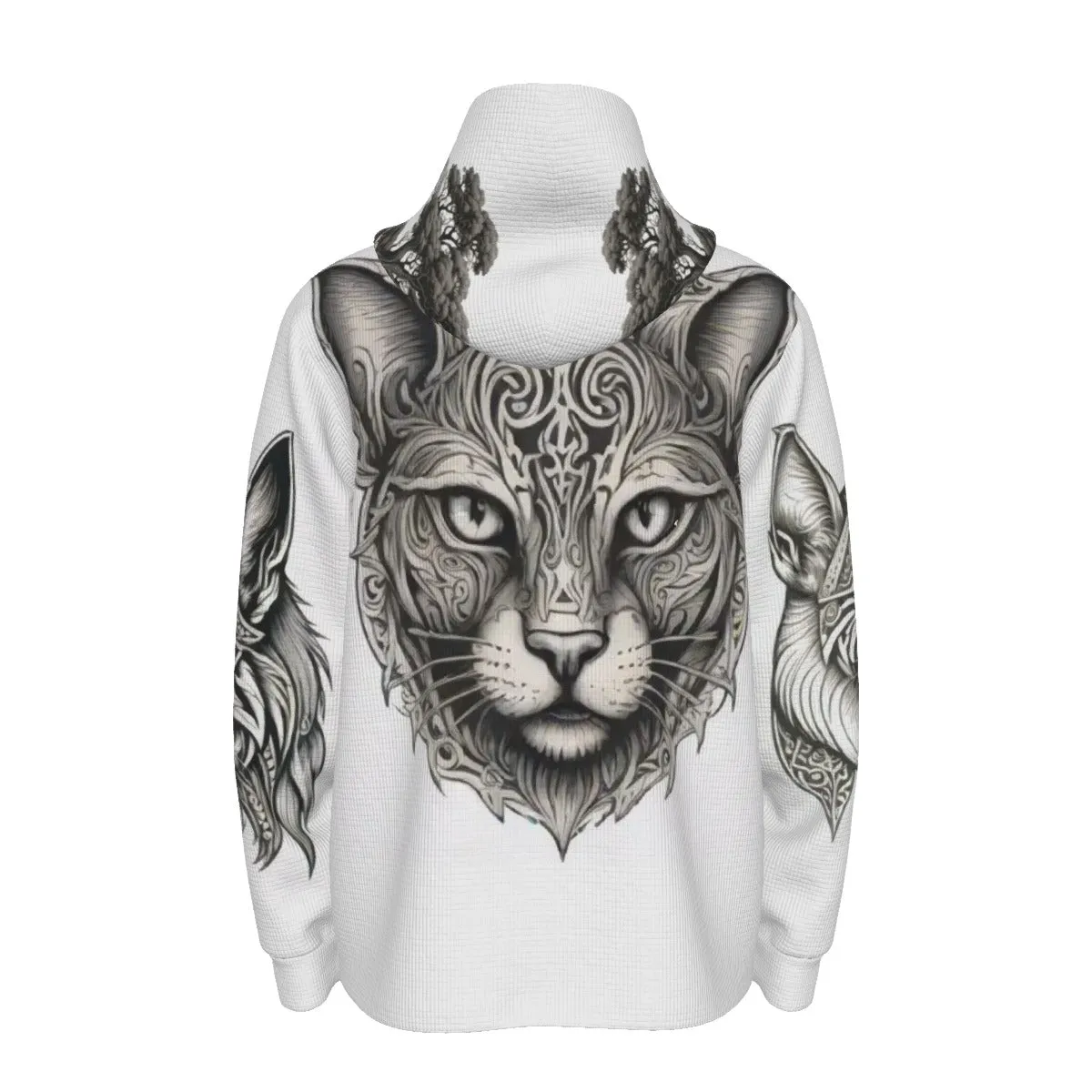 Nordic Kitty Men's Half  Button Hoodie