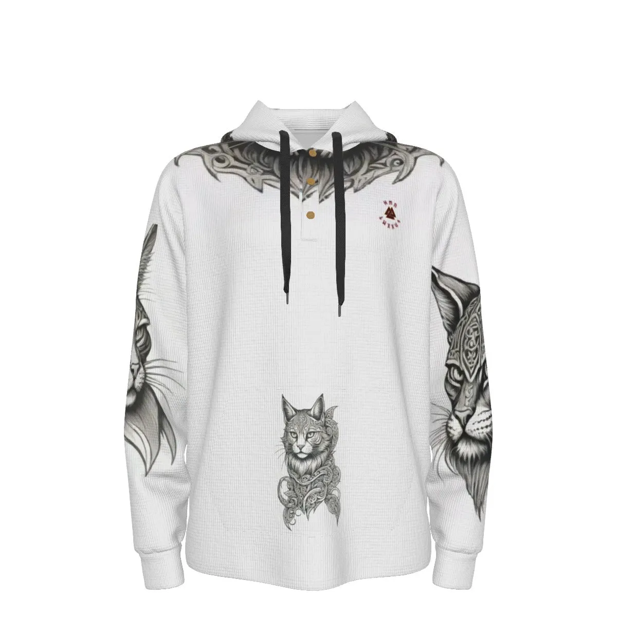 Nordic Kitty Men's Half  Button Hoodie