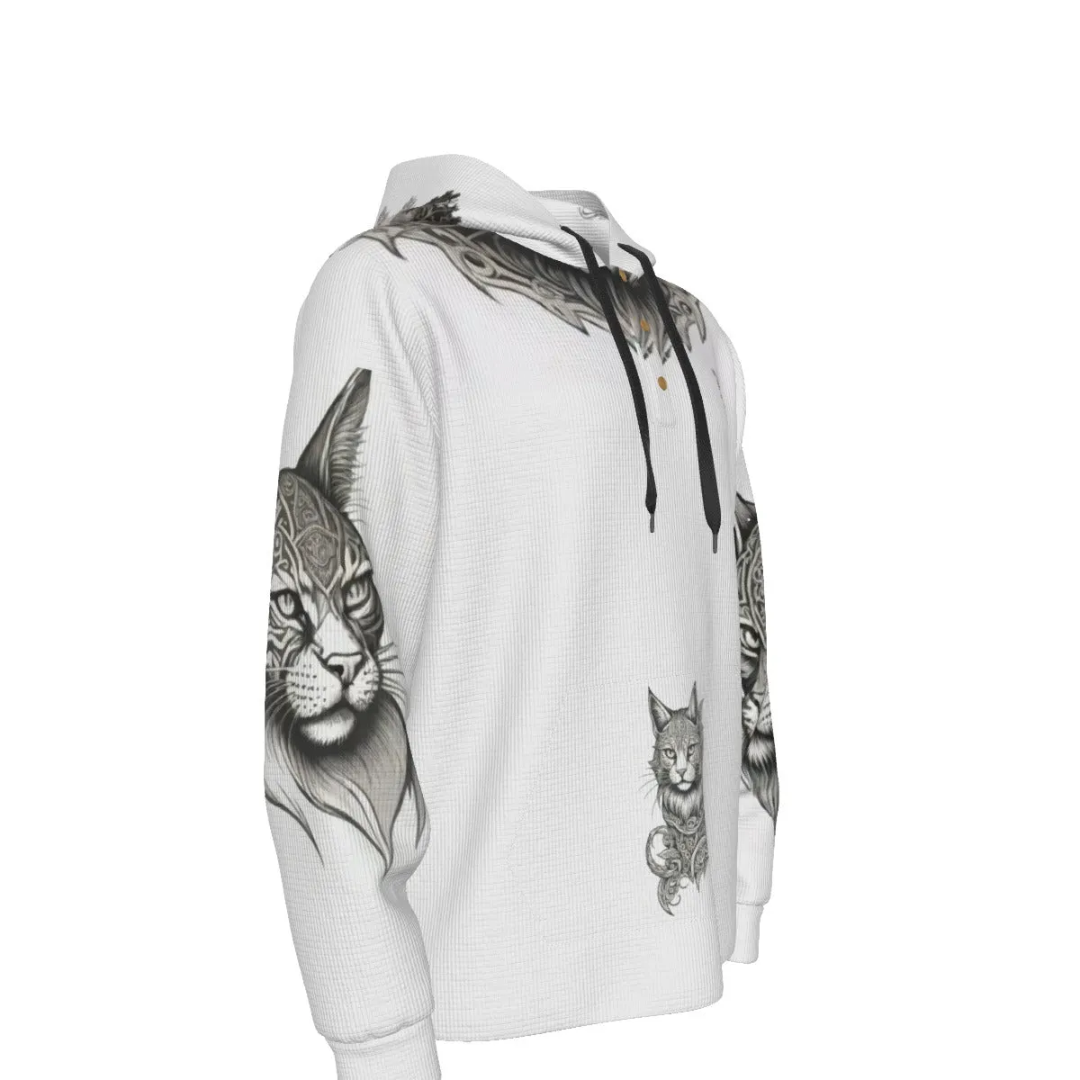 Nordic Kitty Men's Half  Button Hoodie