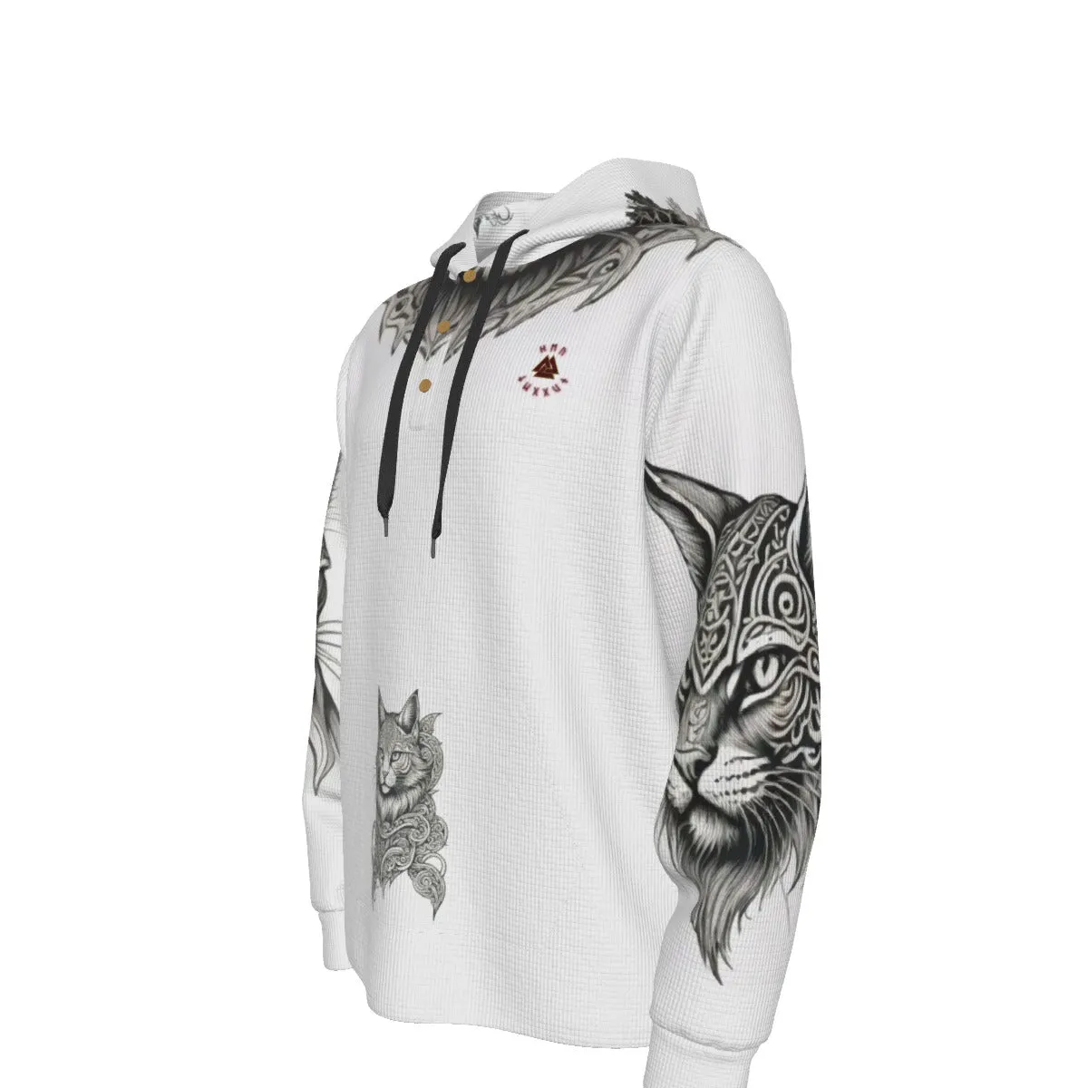 Nordic Kitty Men's Half  Button Hoodie