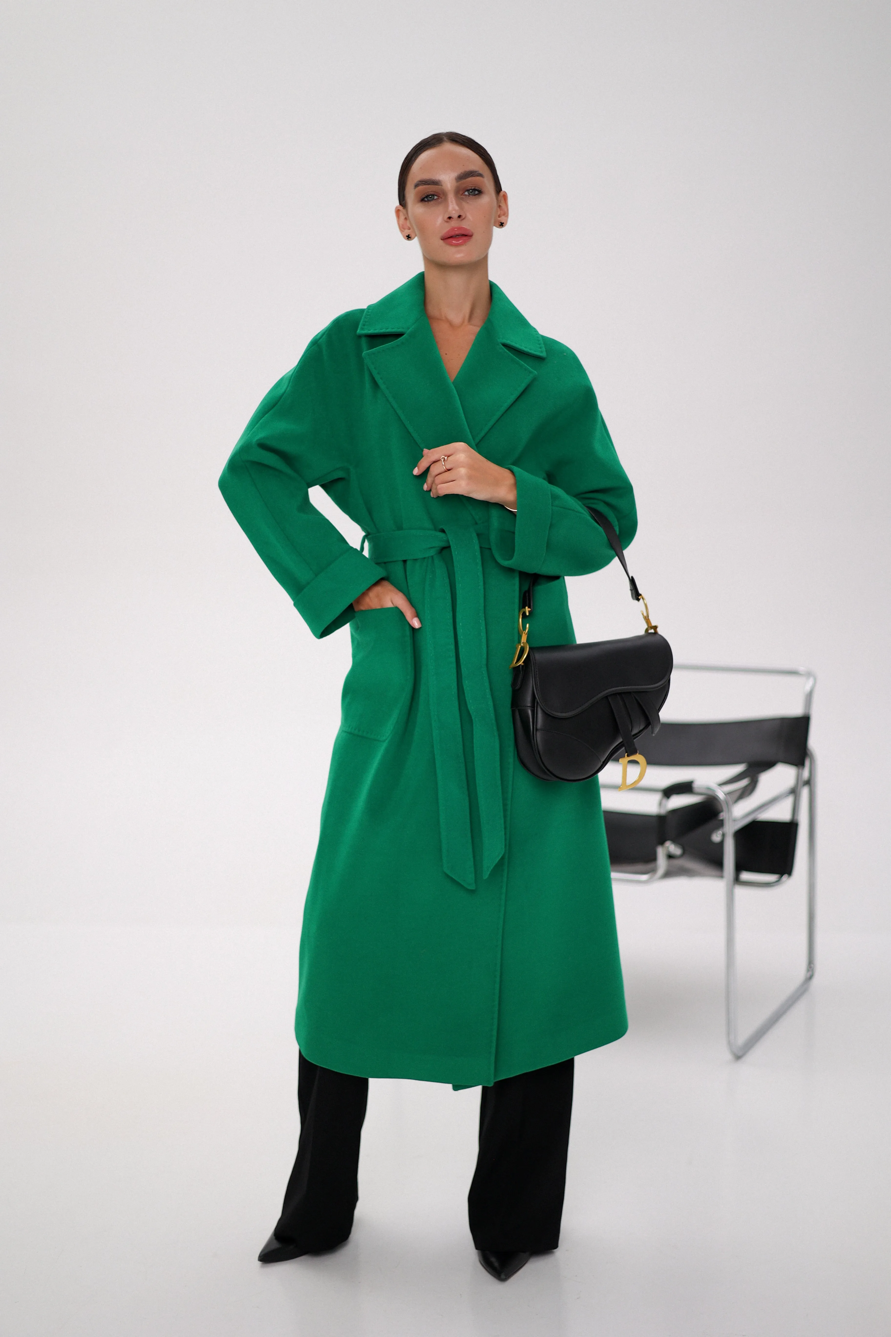 Olive Classic Wraparound Cashmere Overcoat