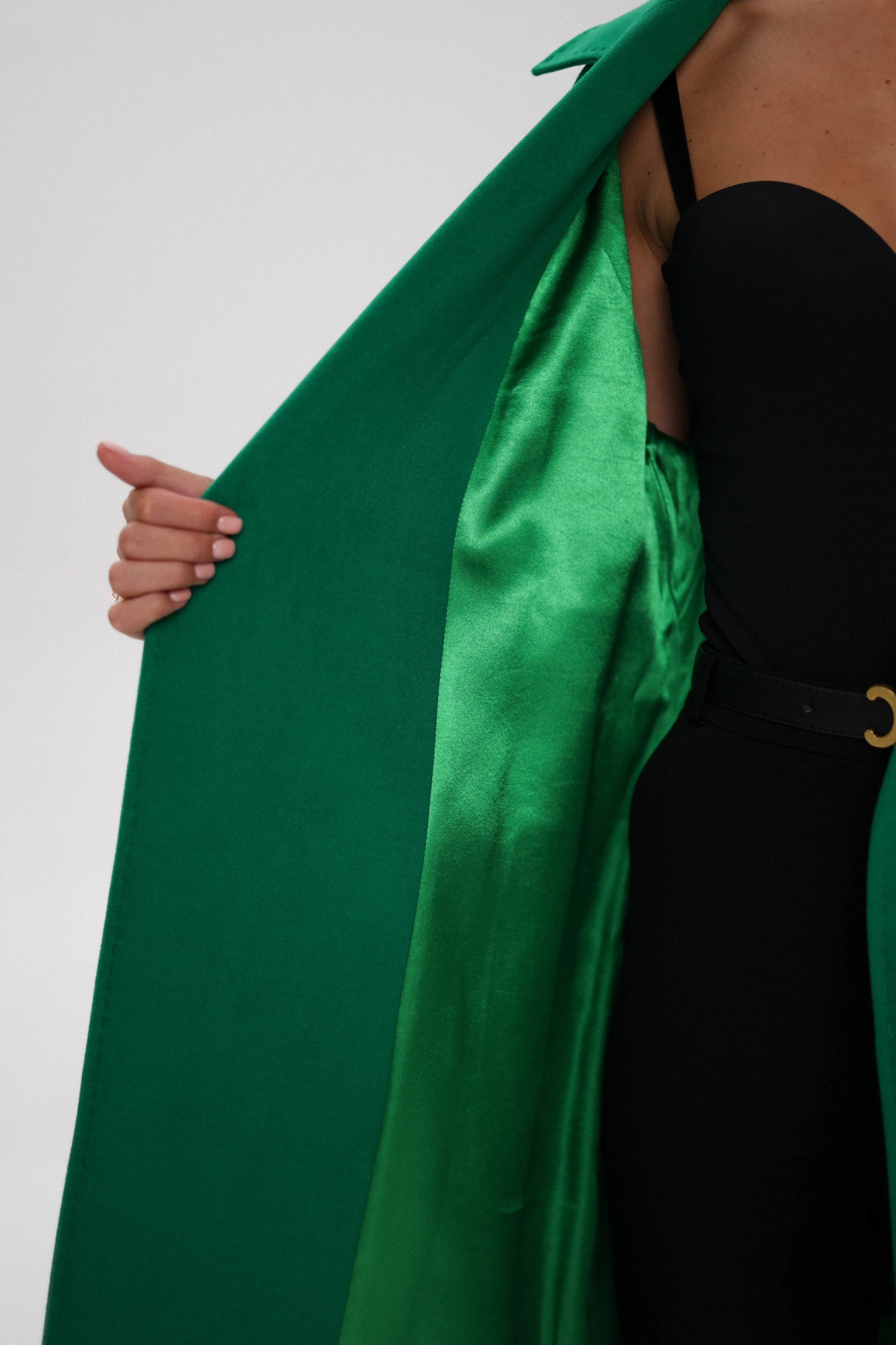 Olive Classic Wraparound Cashmere Overcoat