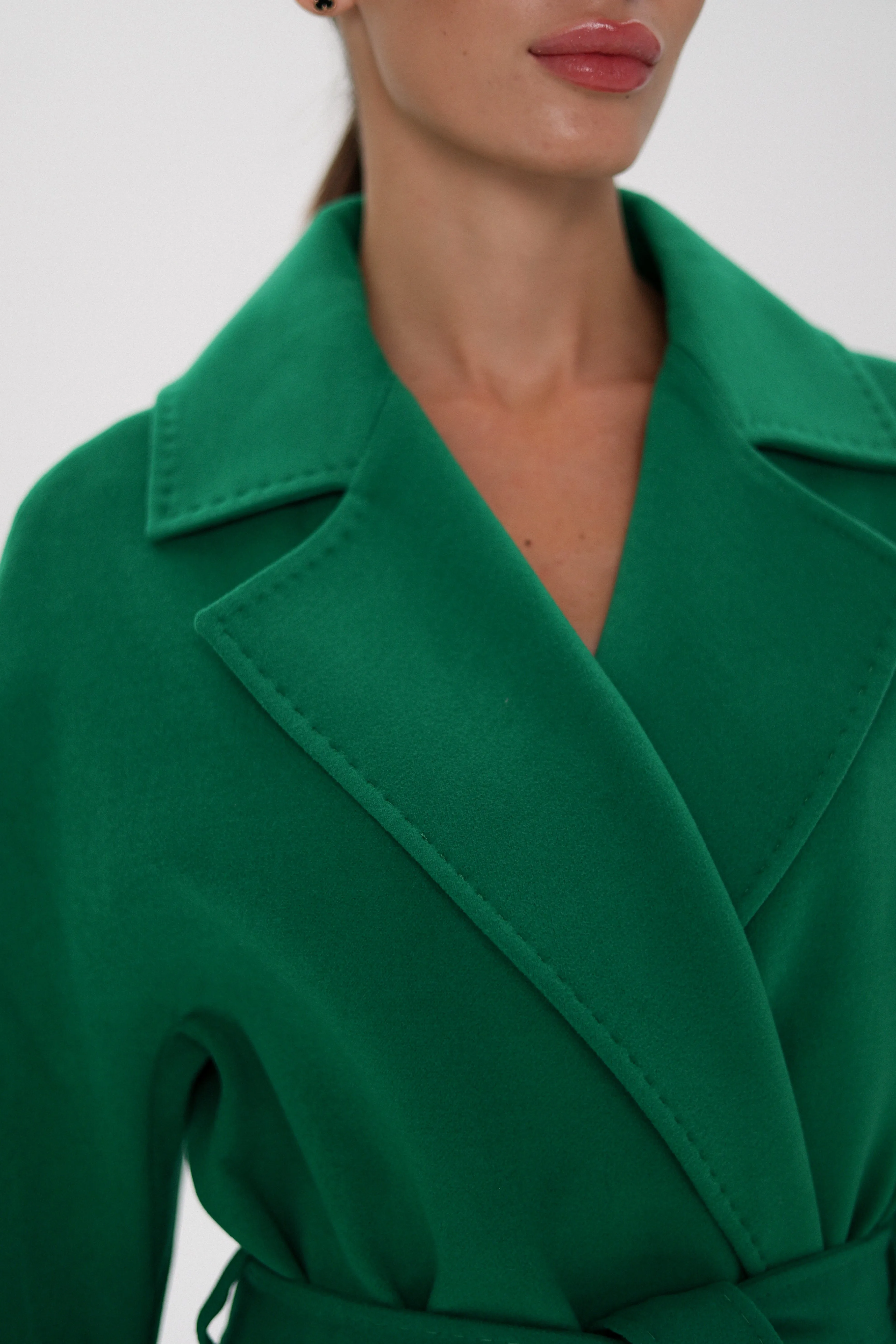 Olive Classic Wraparound Cashmere Overcoat