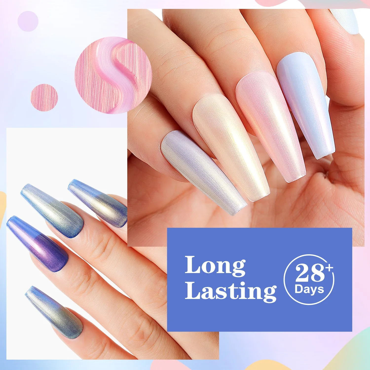 Pearl Rainbow Shimmer Nail Art Top Coat Set