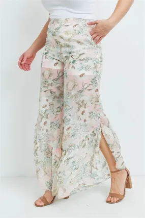 Pink Floral Plus Size Pants
