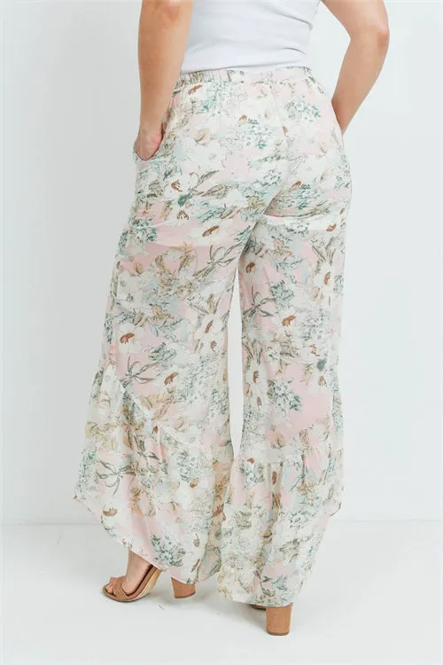 Pink Floral Plus Size Pants