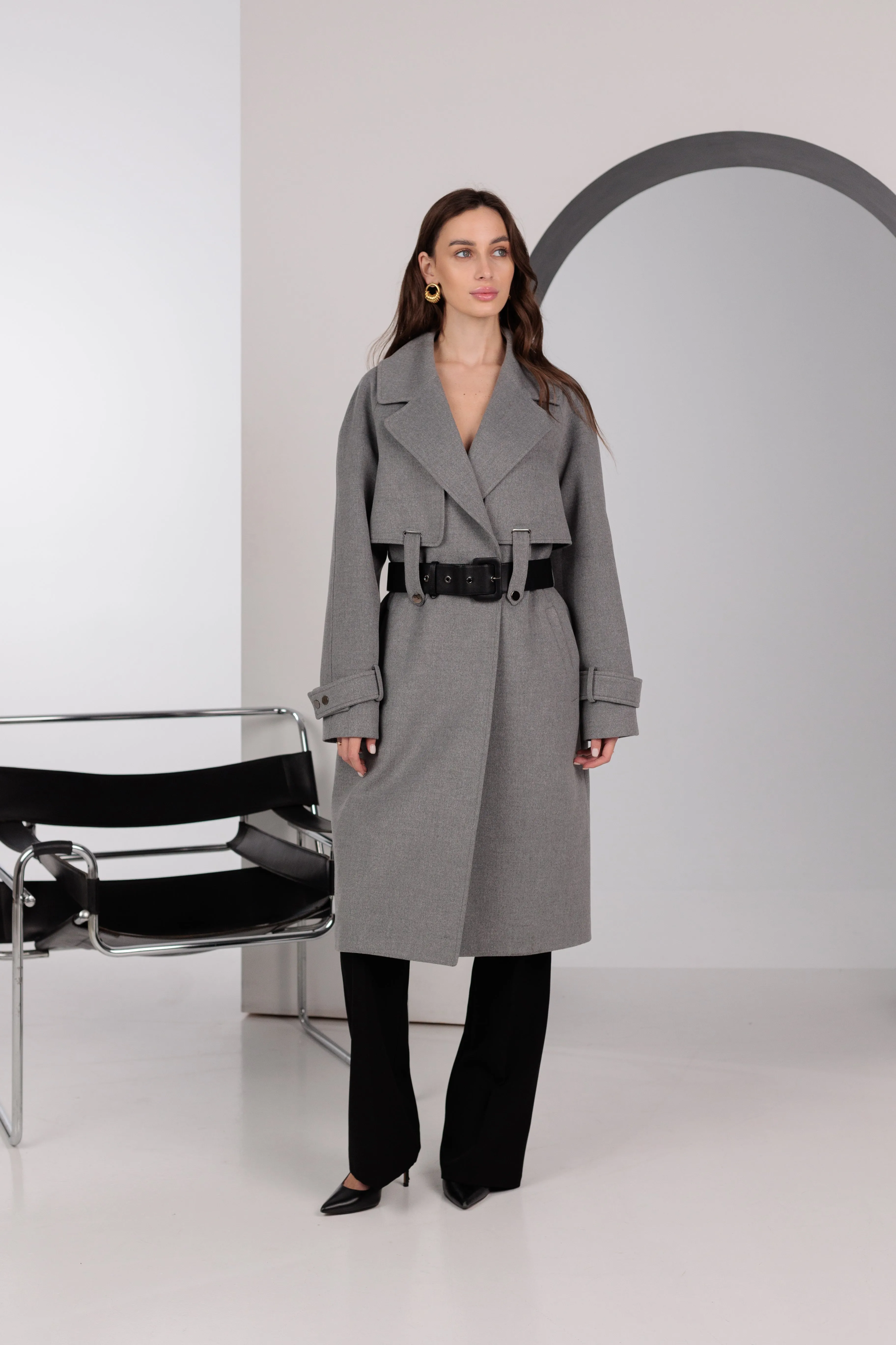 Pre-order. Re-stock Ships November. Karina Belted Wool Cashmere Blend Overcoat