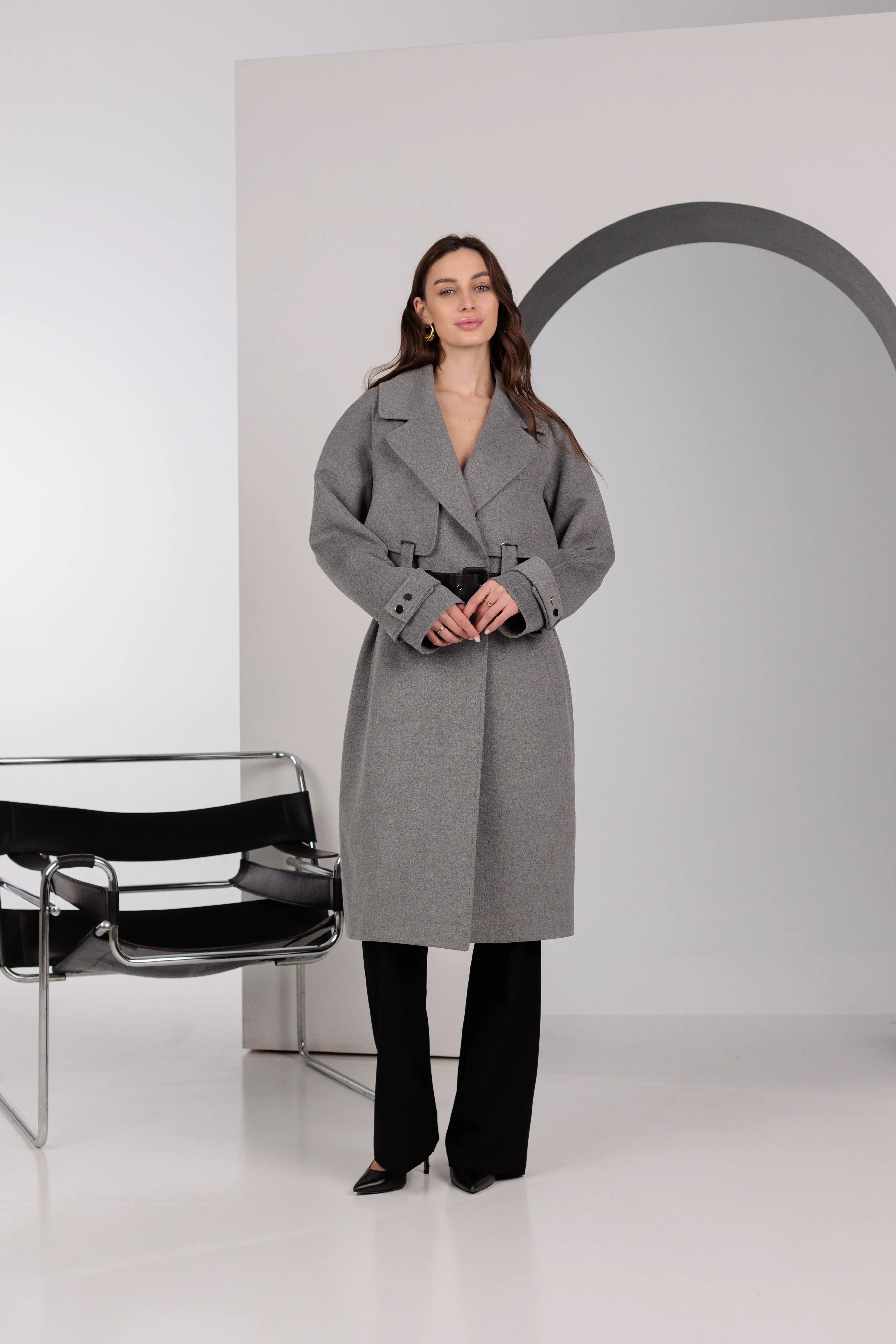 Pre-order. Re-stock Ships November. Karina Belted Wool Cashmere Blend Overcoat