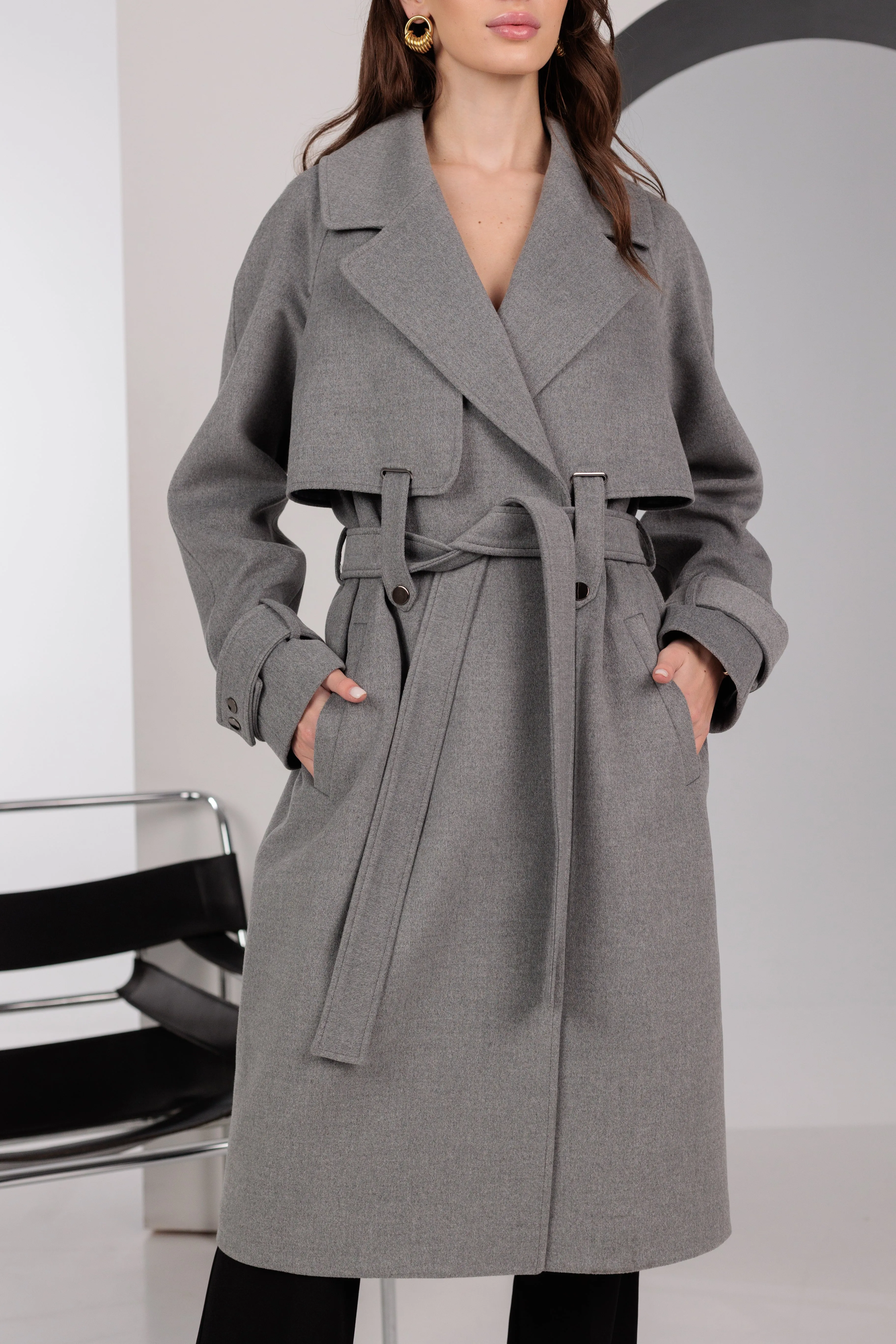 Pre-order. Re-stock Ships November. Karina Belted Wool Cashmere Blend Overcoat