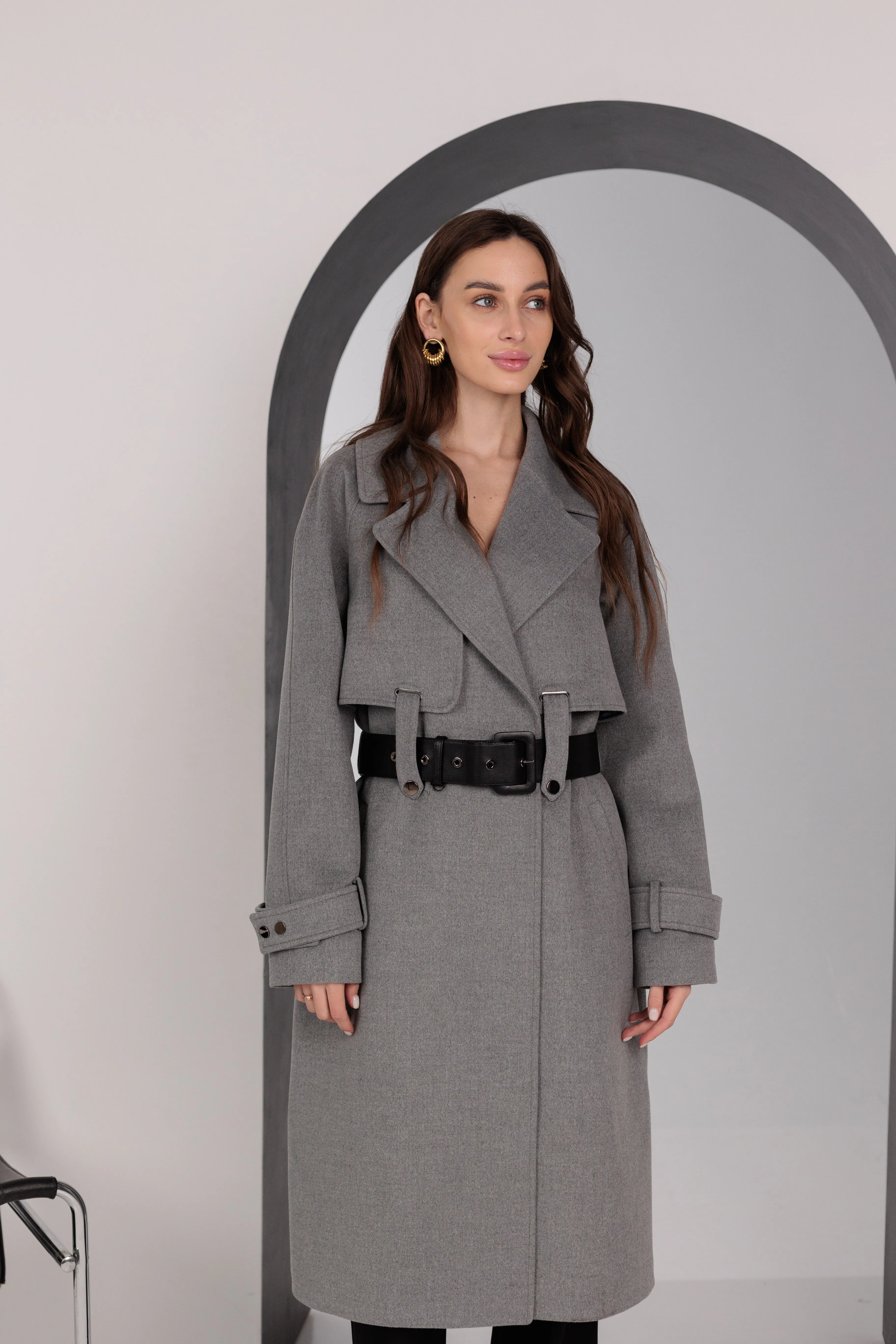 Pre-order. Re-stock Ships November. Karina Belted Wool Cashmere Blend Overcoat