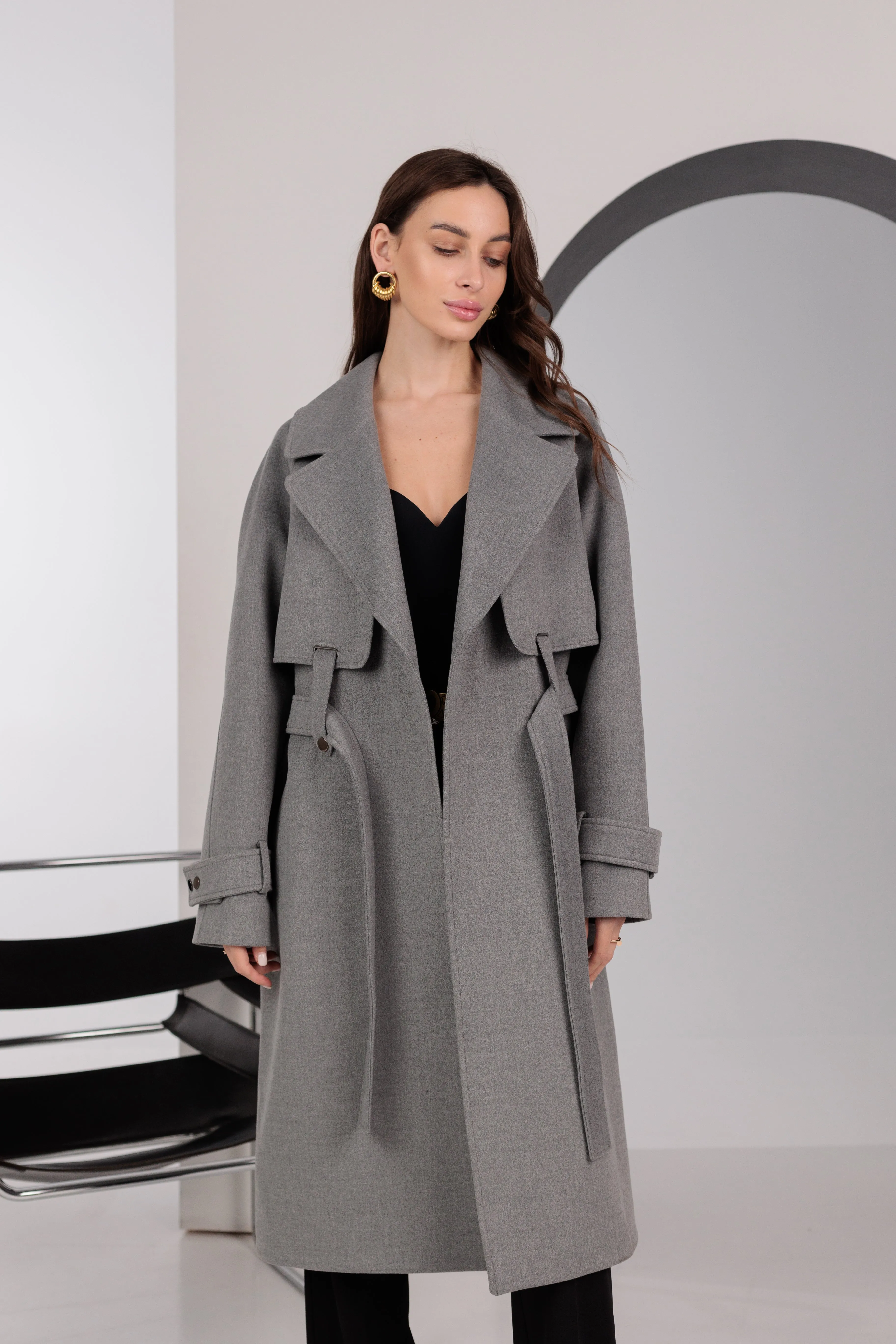 Pre-order. Re-stock Ships November. Karina Belted Wool Cashmere Blend Overcoat