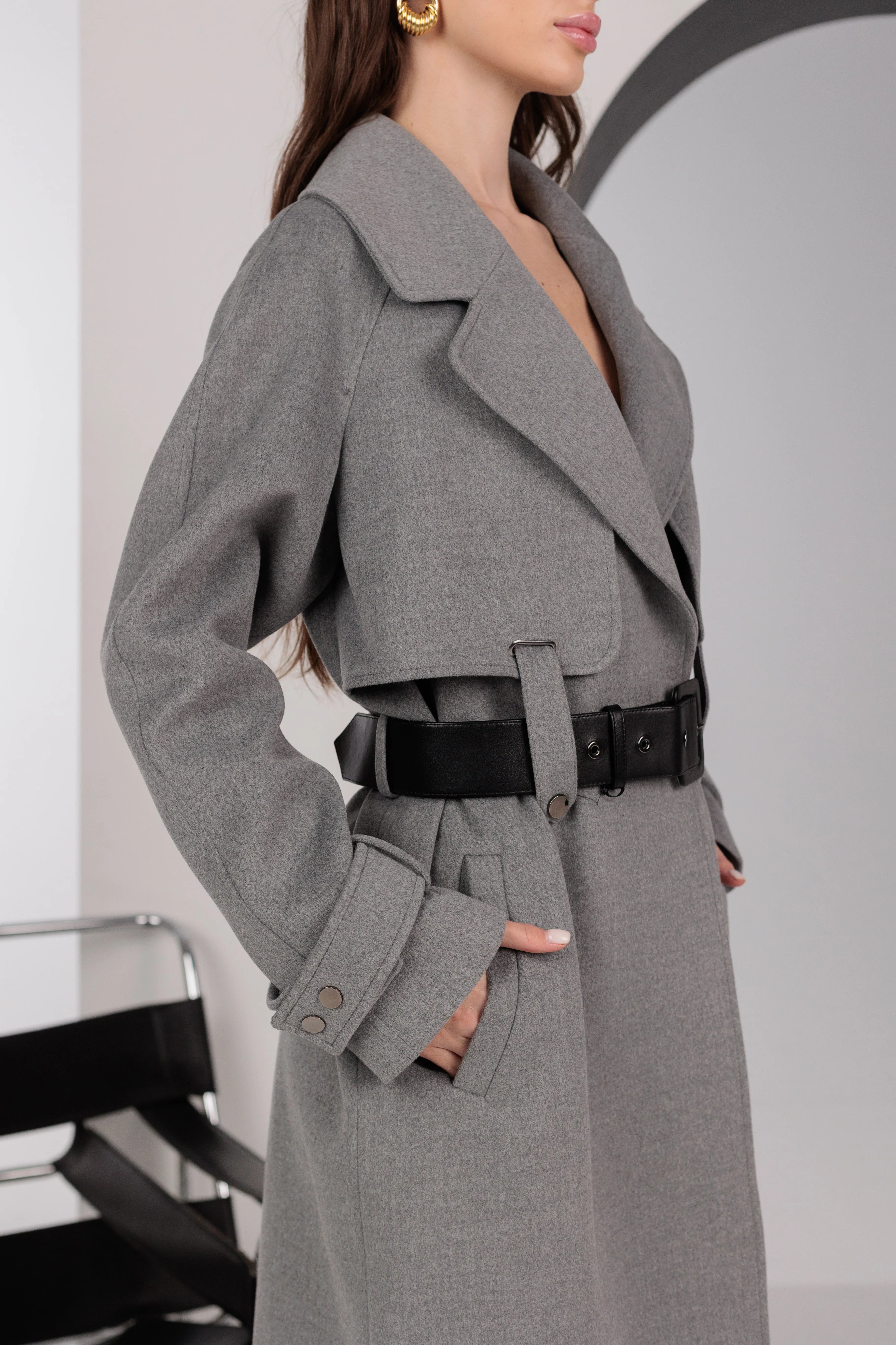 Pre-order. Re-stock Ships November. Karina Belted Wool Cashmere Blend Overcoat