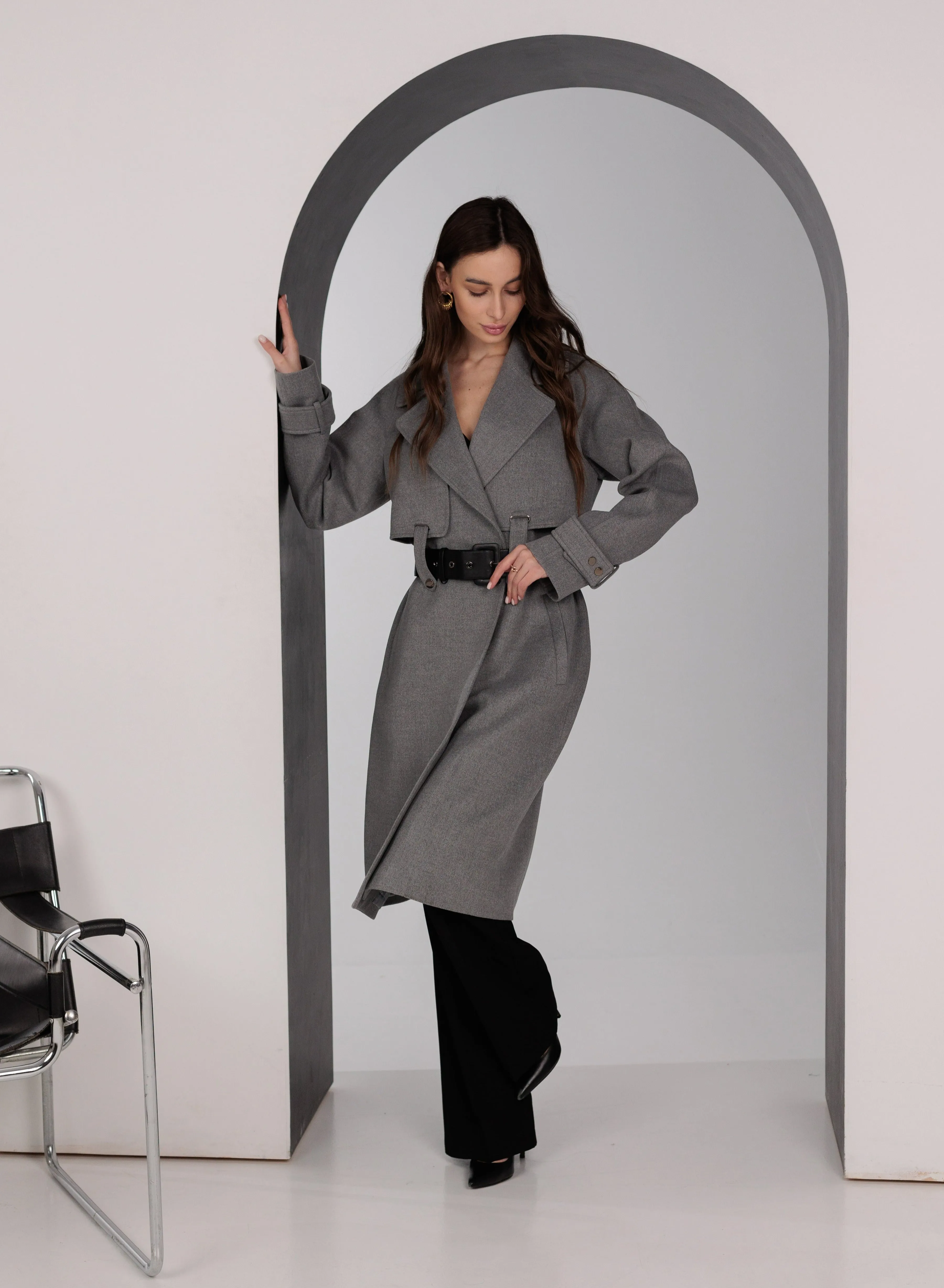 Pre-order. Re-stock Ships November. Karina Belted Wool Cashmere Blend Overcoat