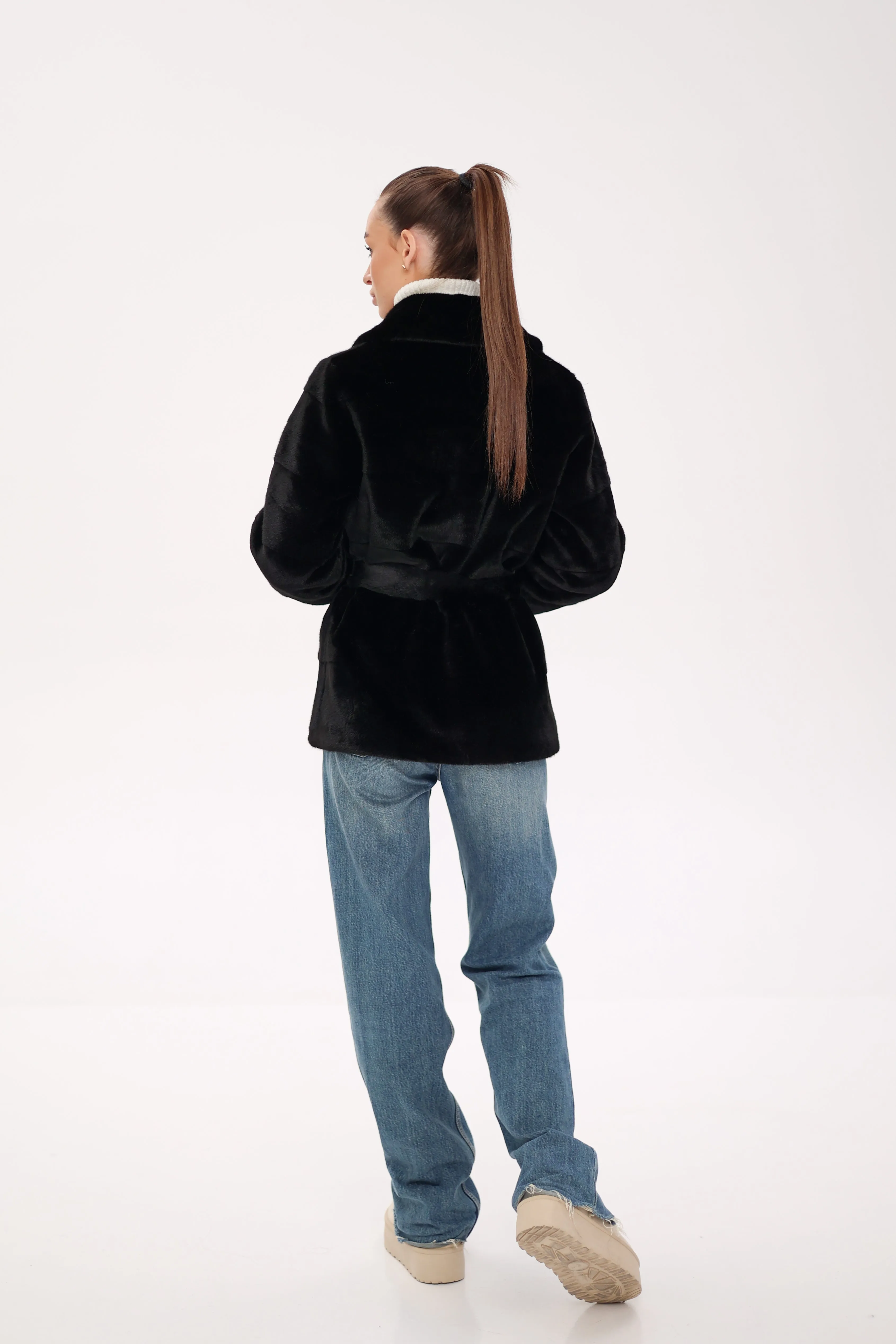 Pre-Order. Ships November 25. Faux Mink Effect Fur Coat