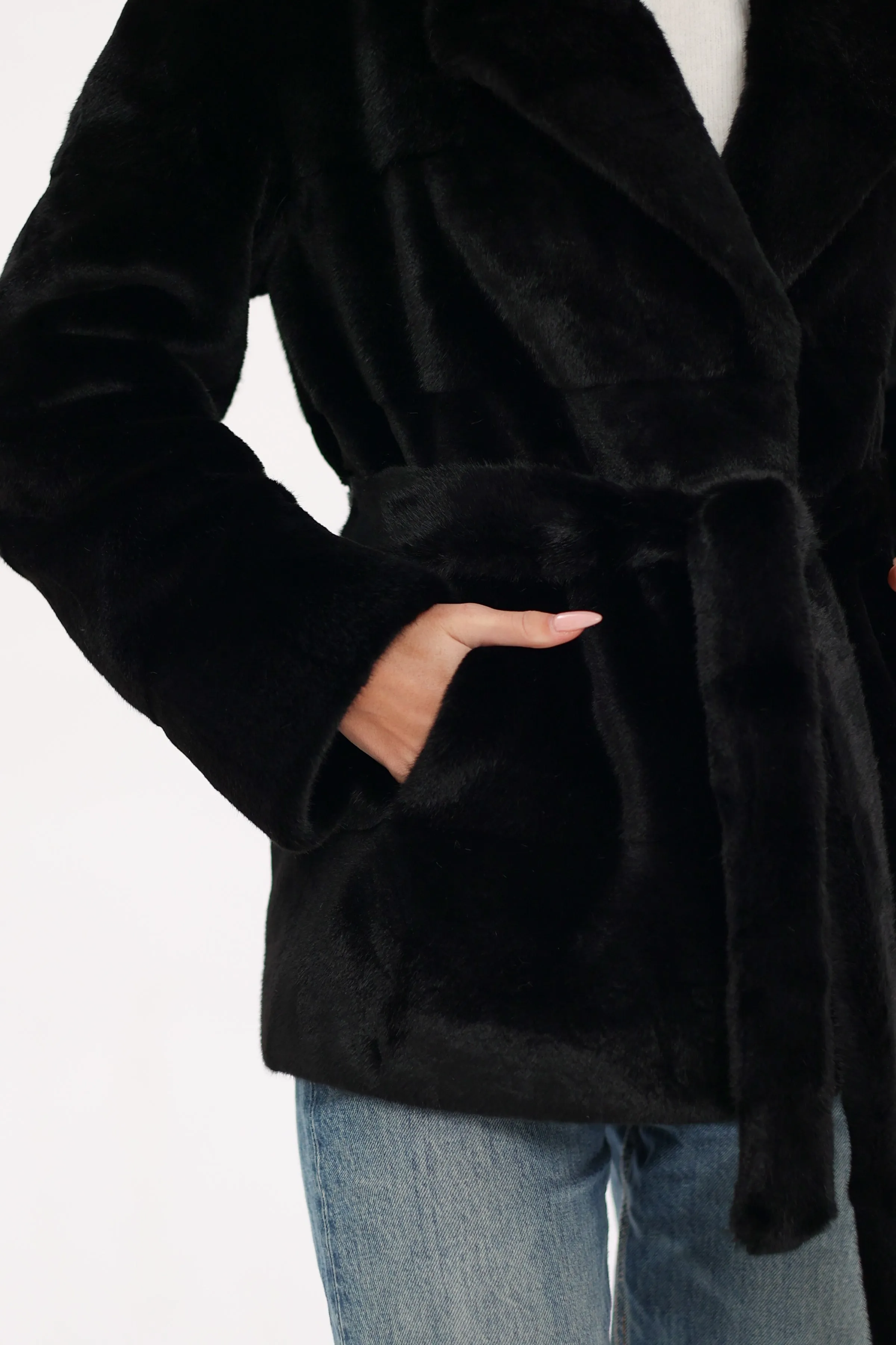 Pre-Order. Ships November 25. Faux Mink Effect Fur Coat