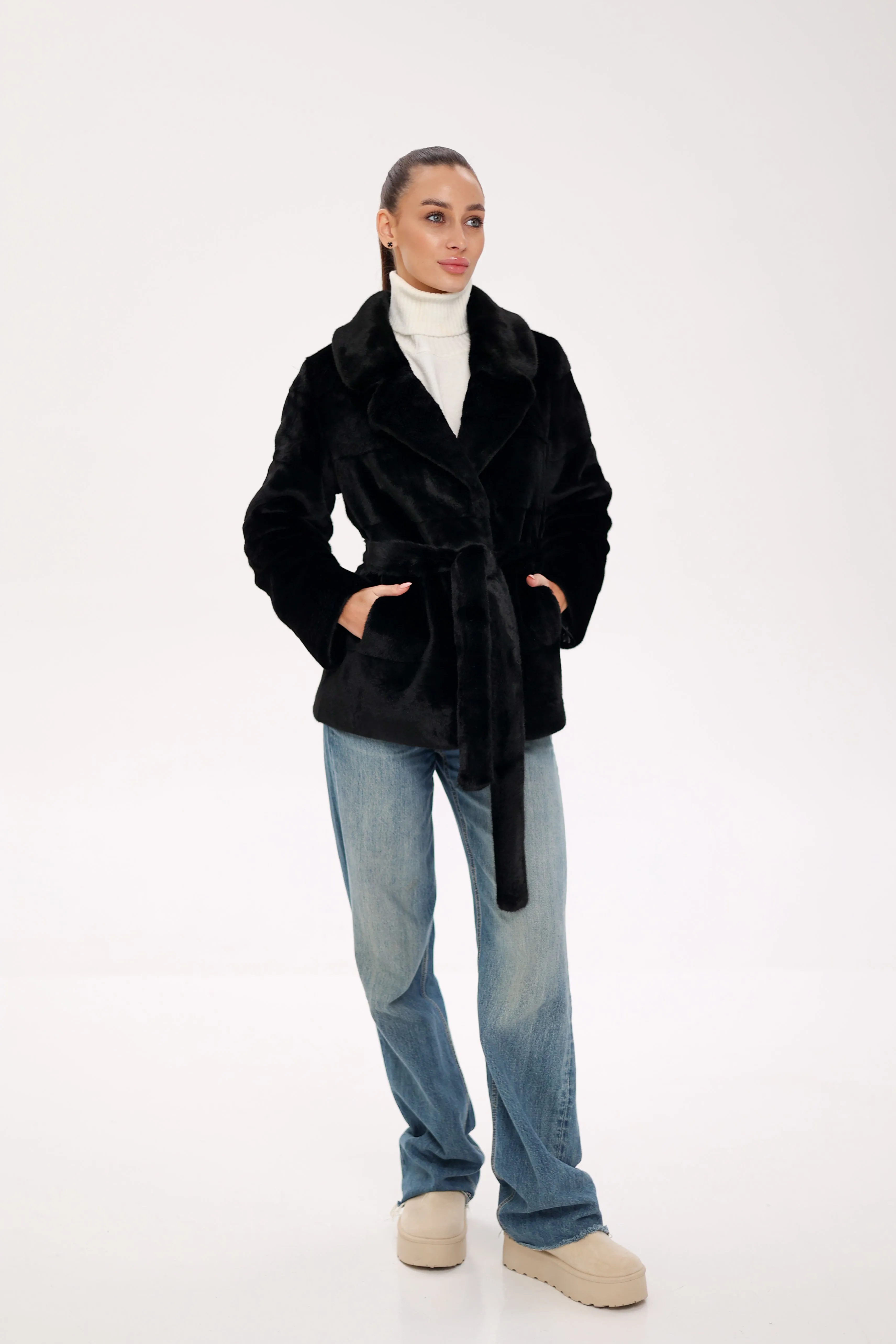 Pre-Order. Ships November 25. Faux Mink Effect Fur Coat