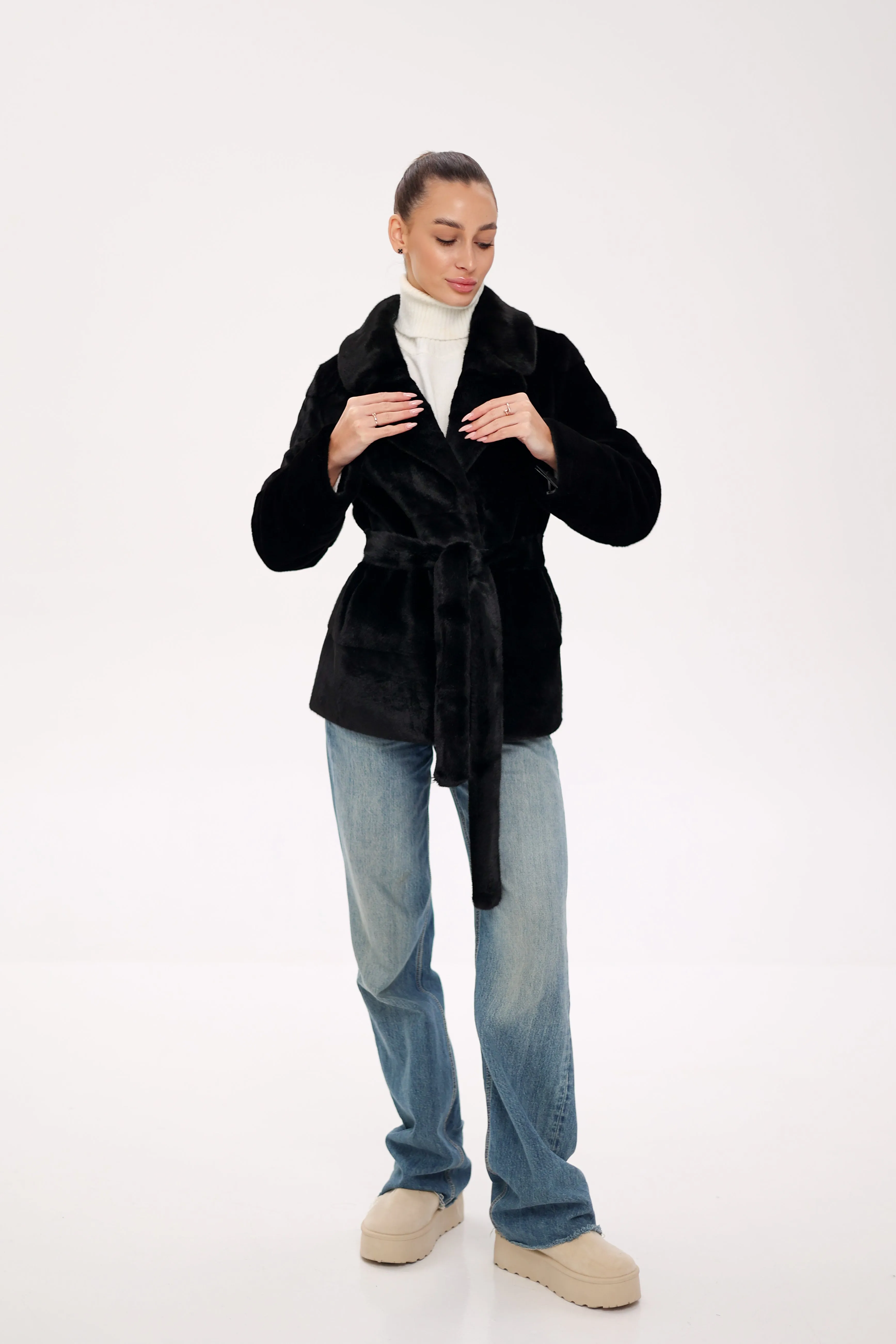 Pre-Order. Ships November 25. Faux Mink Effect Fur Coat