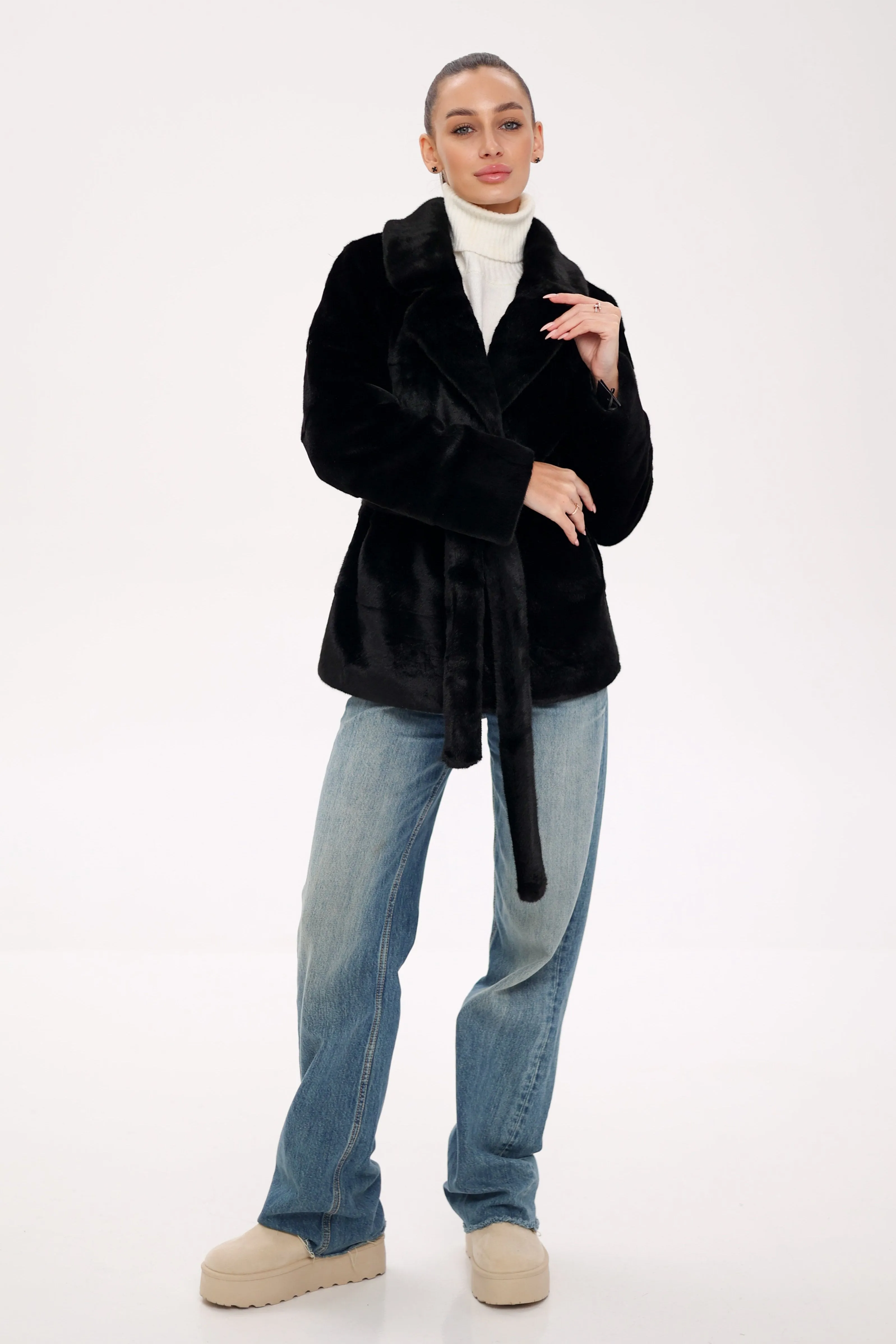 Pre-Order. Ships November 25. Faux Mink Effect Fur Coat
