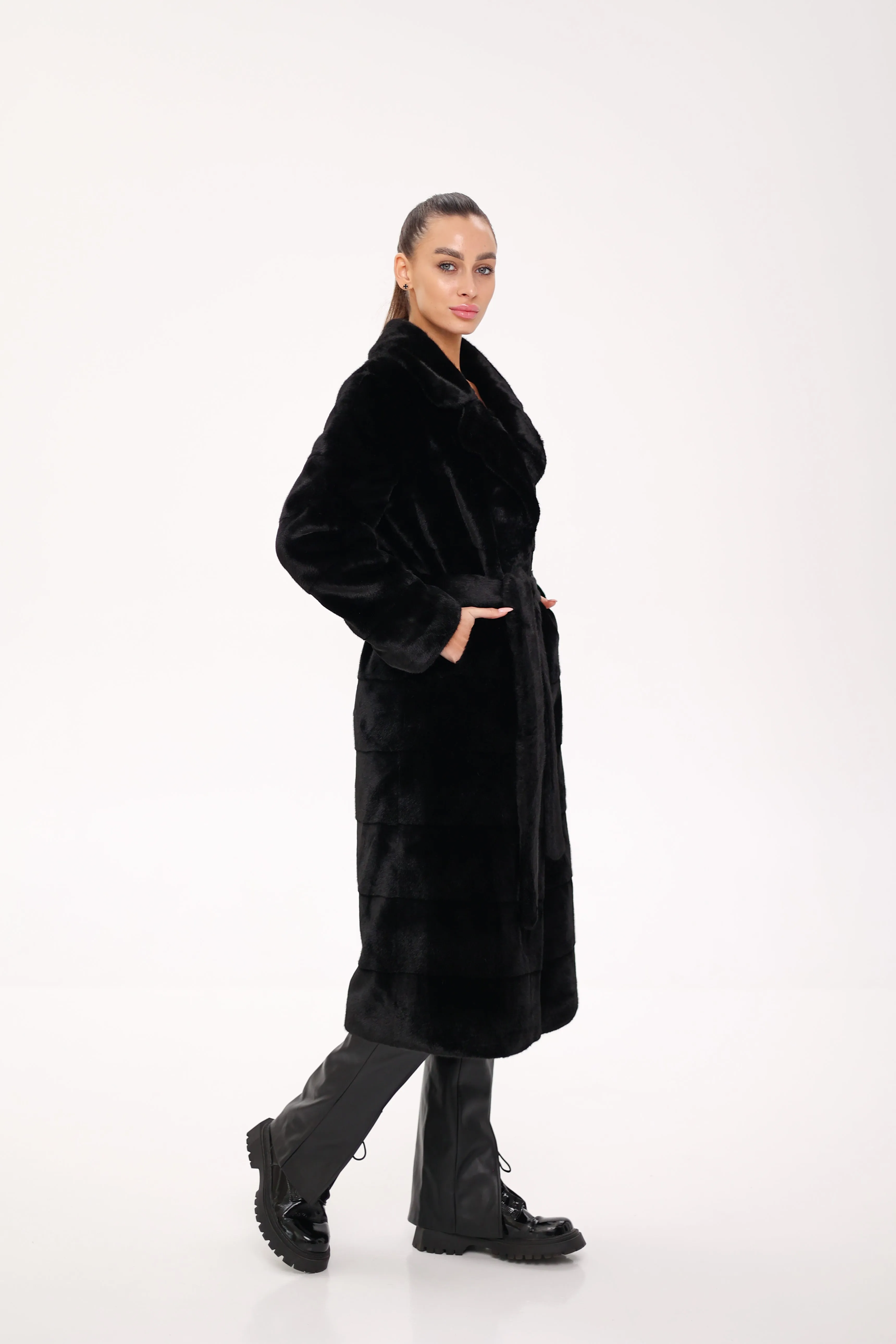 Pre-Order. Ships November 29. Faux Mink Effect Fur Coat