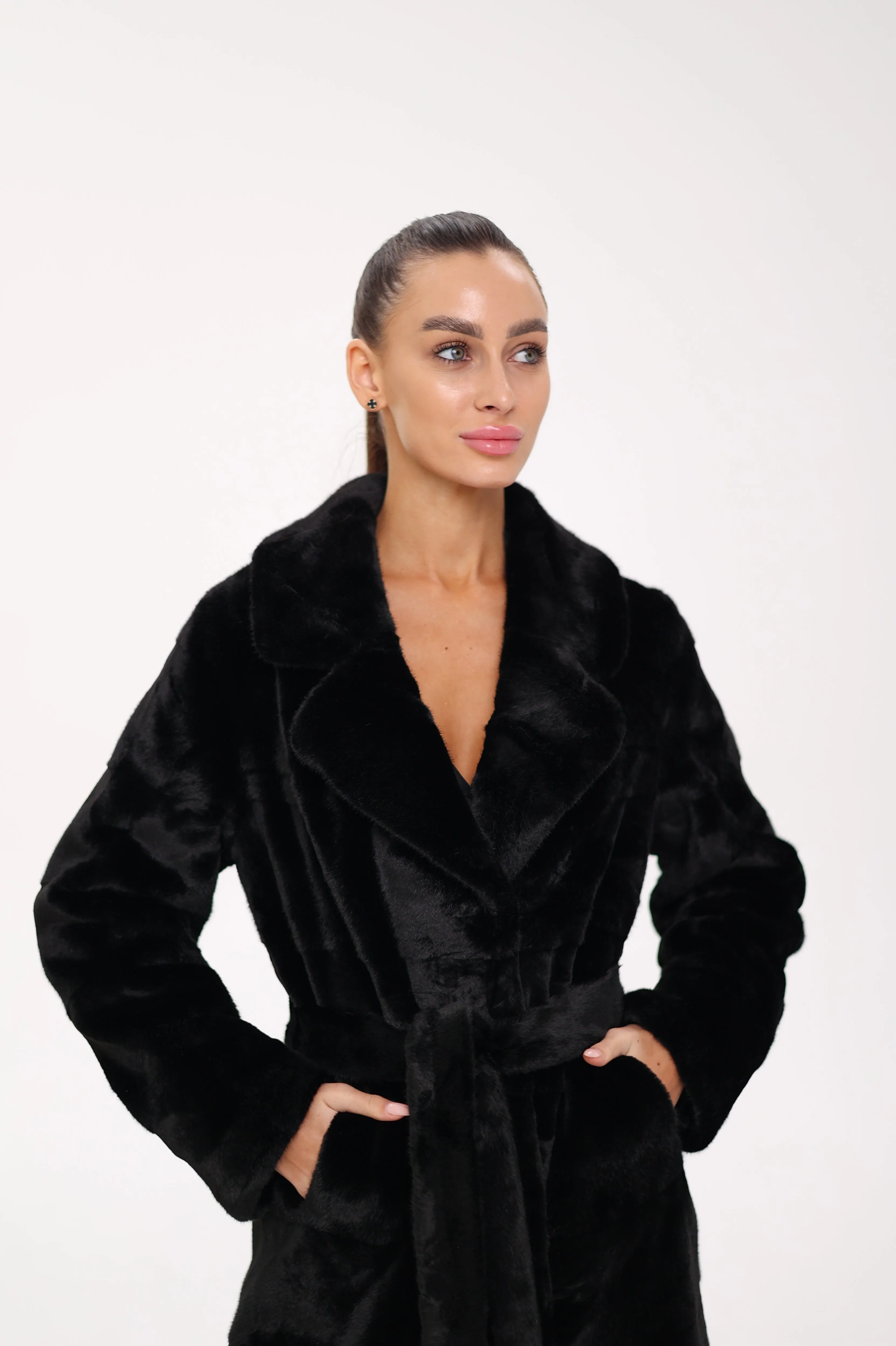 Pre-Order. Ships November 29. Faux Mink Effect Fur Coat