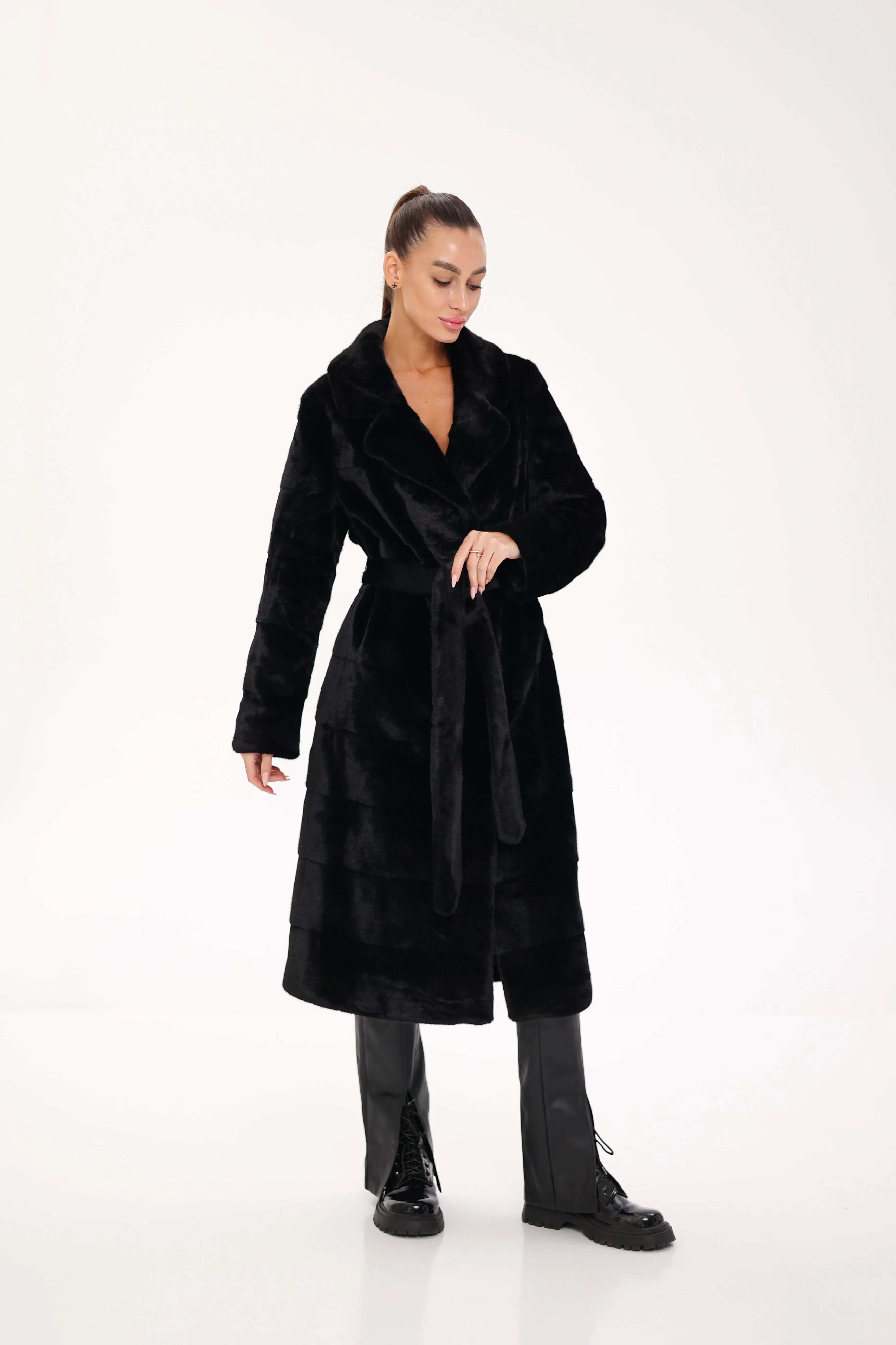 Pre-Order. Ships November 29. Faux Mink Effect Fur Coat
