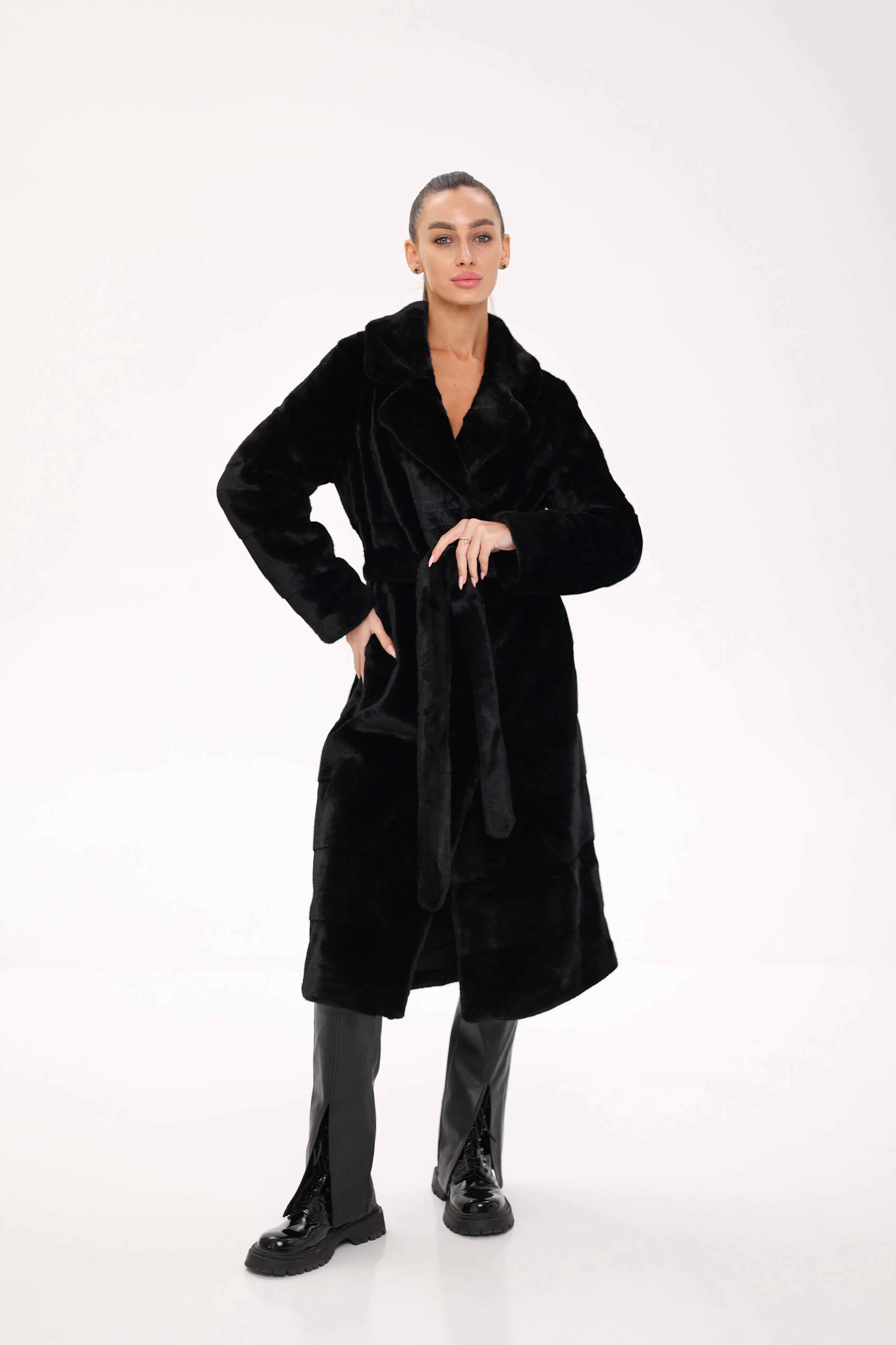 Pre-Order. Ships November 29. Faux Mink Effect Fur Coat