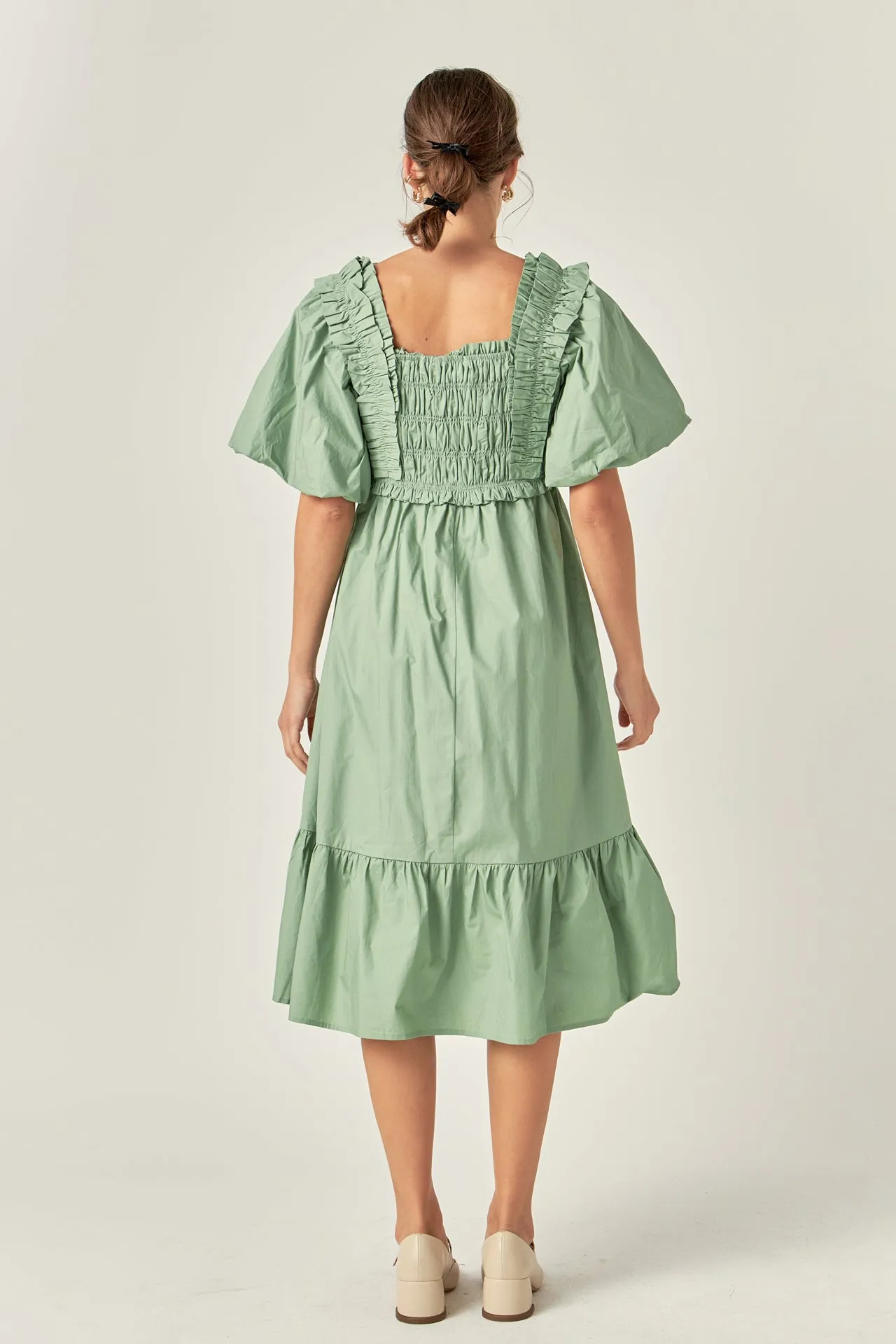 Puff Sleeve Midi Dress