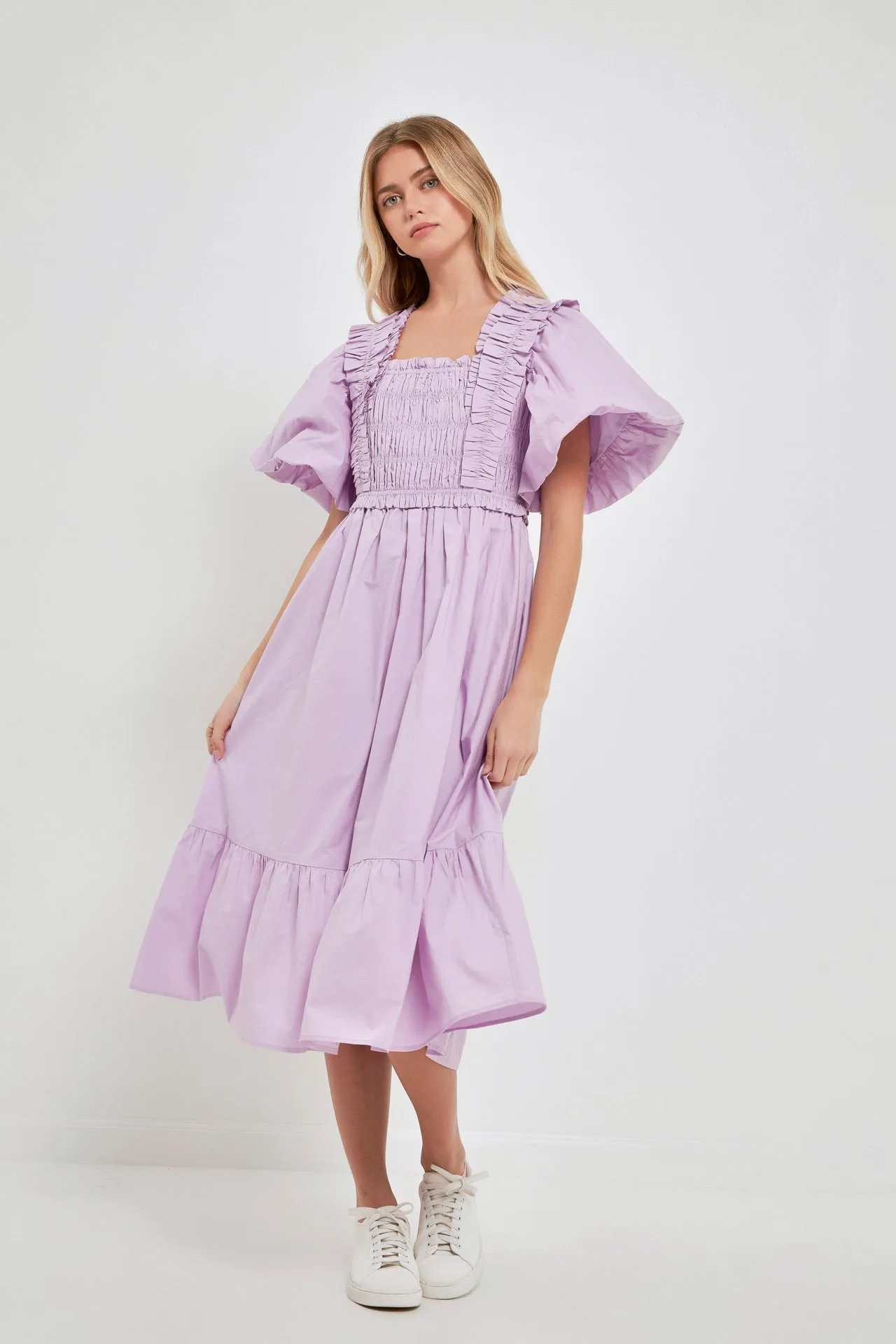 Puff Sleeve Midi Dress